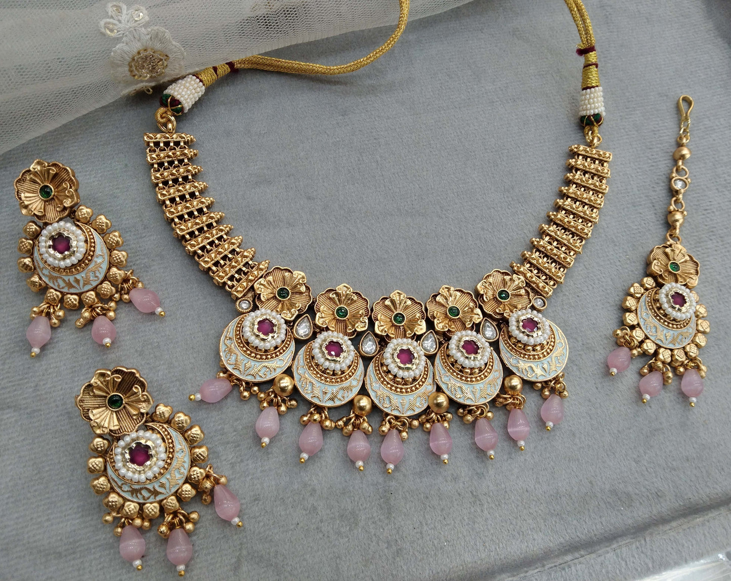 Gold necklace Set/ gold polki necklace Indian brazil Jewellery