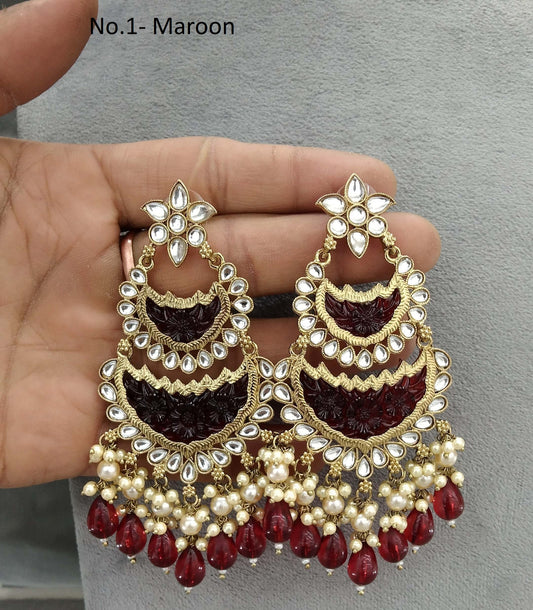 Indian Kundan Earrings Jewellery/mirror Kundan Earrings/ bollywood Earrings velli Set