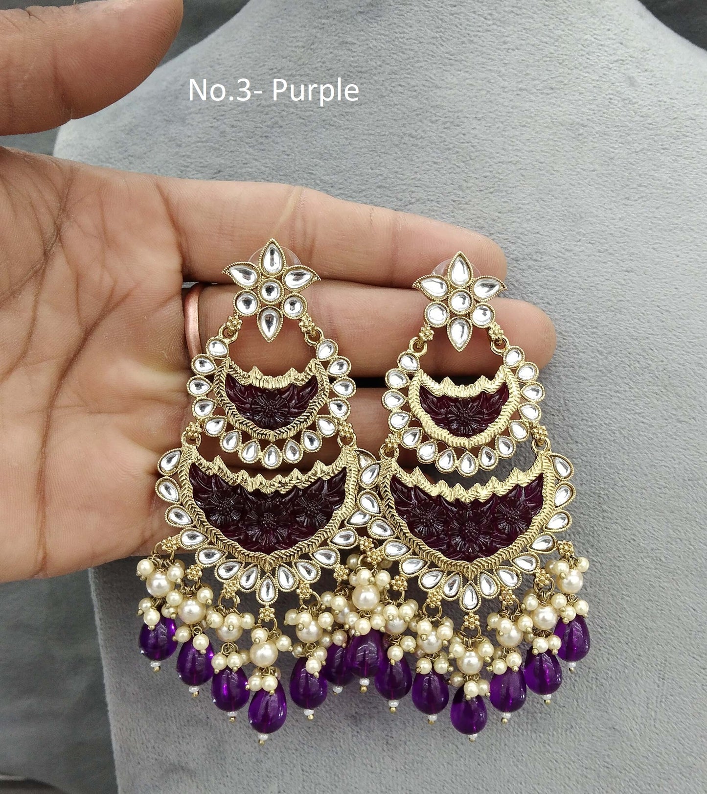 Indian Kundan Earrings Jewellery/mirror Kundan Earrings/ bollywood Earrings velli Set