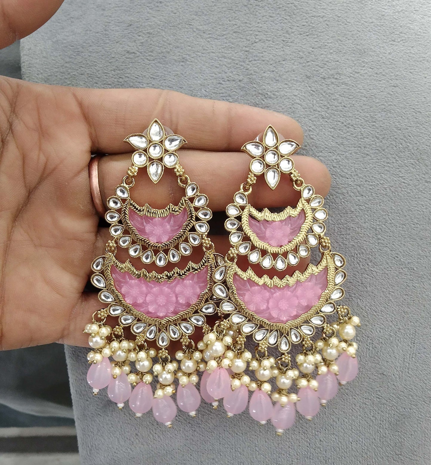 Indian Kundan Earrings Jewellery/mirror Kundan Earrings/ bollywood Earrings velli Set