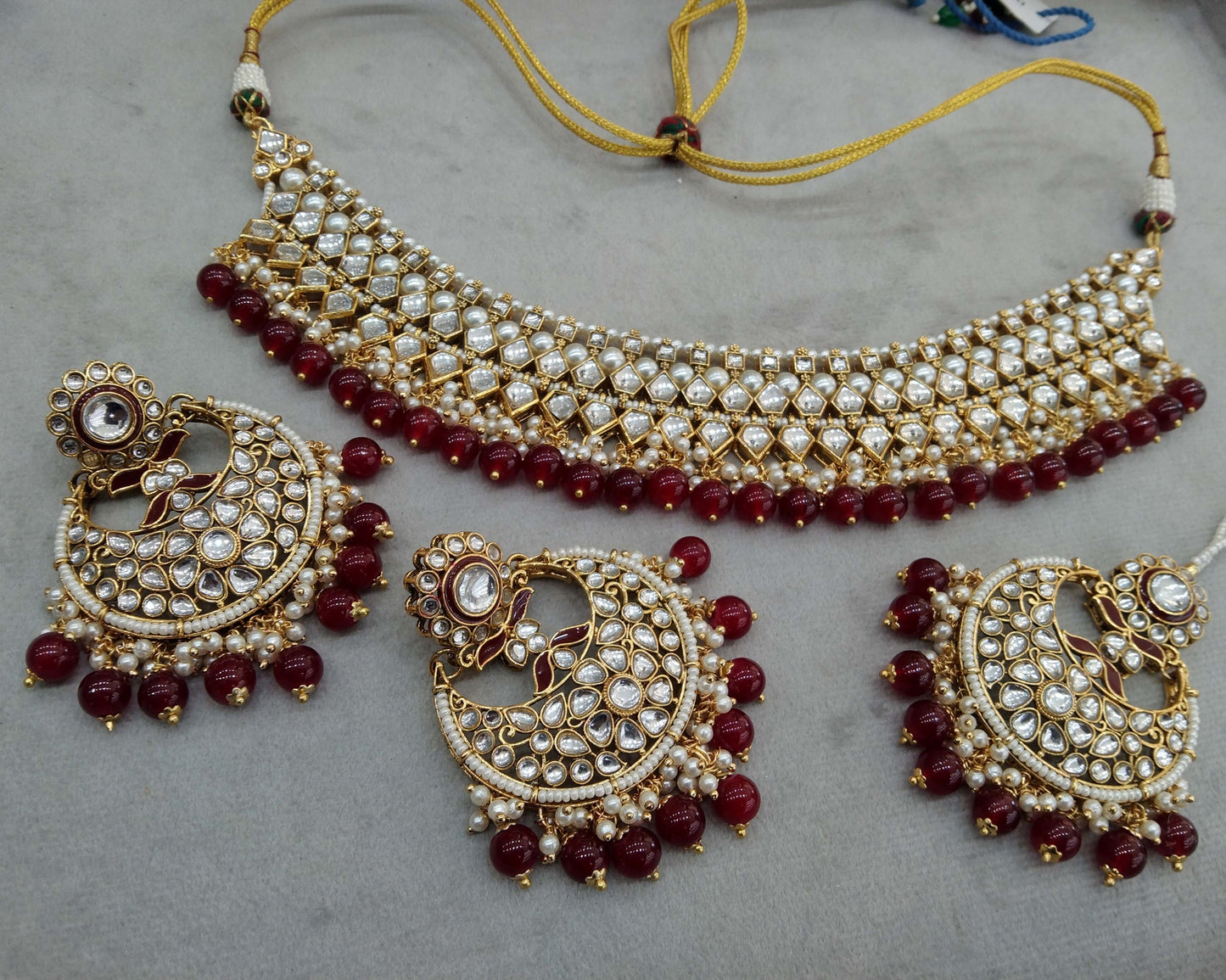 Gold ruby Kundan necklace Jewellery Set/ Gold kundan Indian jewellery kundan kivi sets