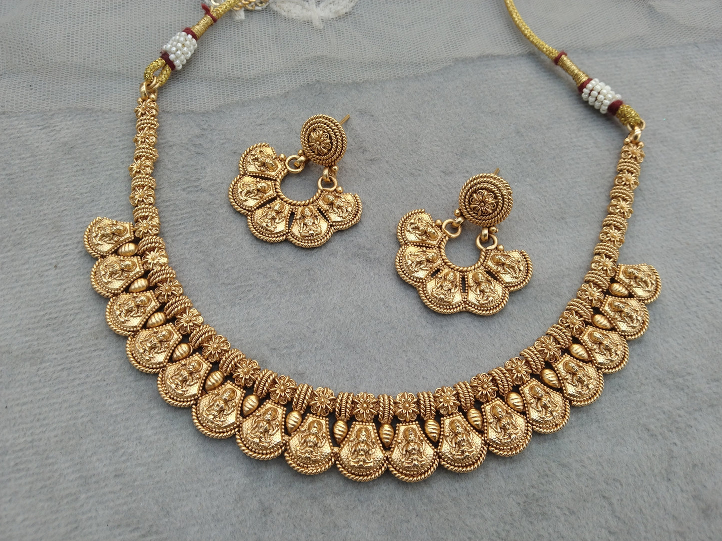 Gold polki necklace set Indian challa Jewellery