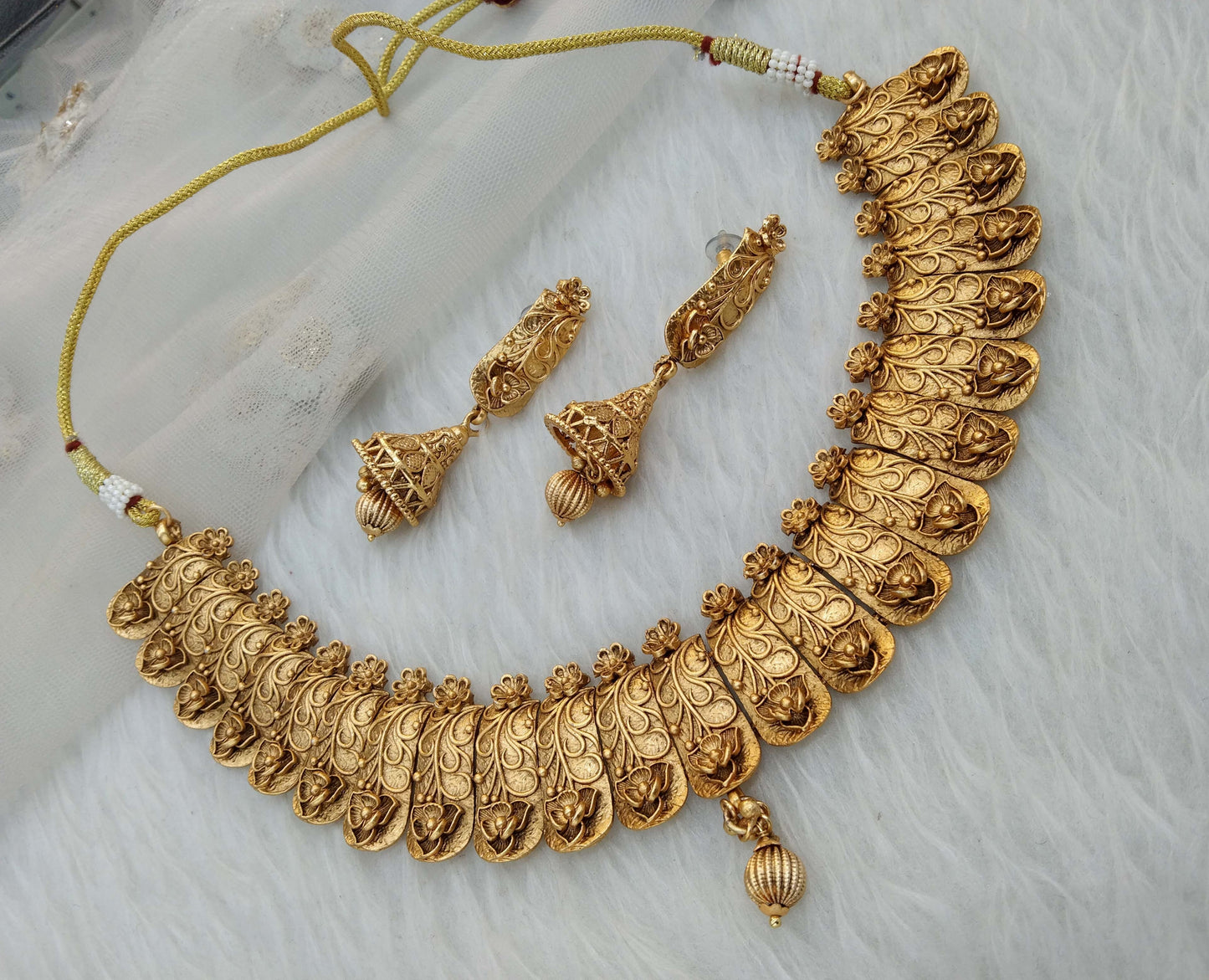 Gold polki necklace set Indian challa Jewellery