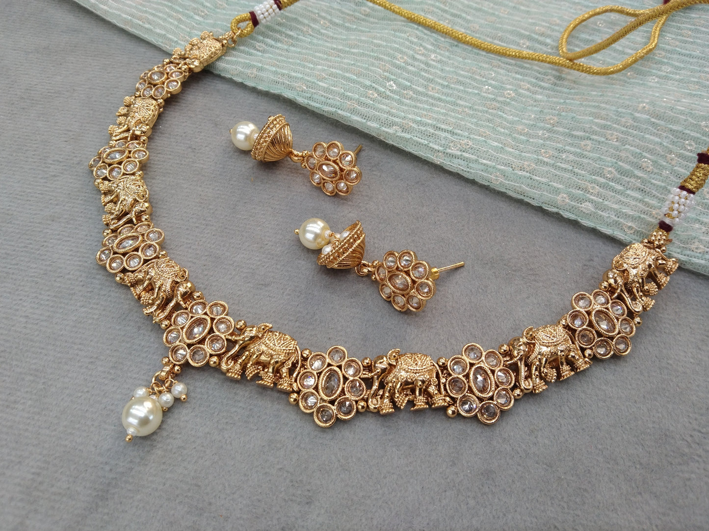 Gold polki Necklace set Indian siva Jewellery