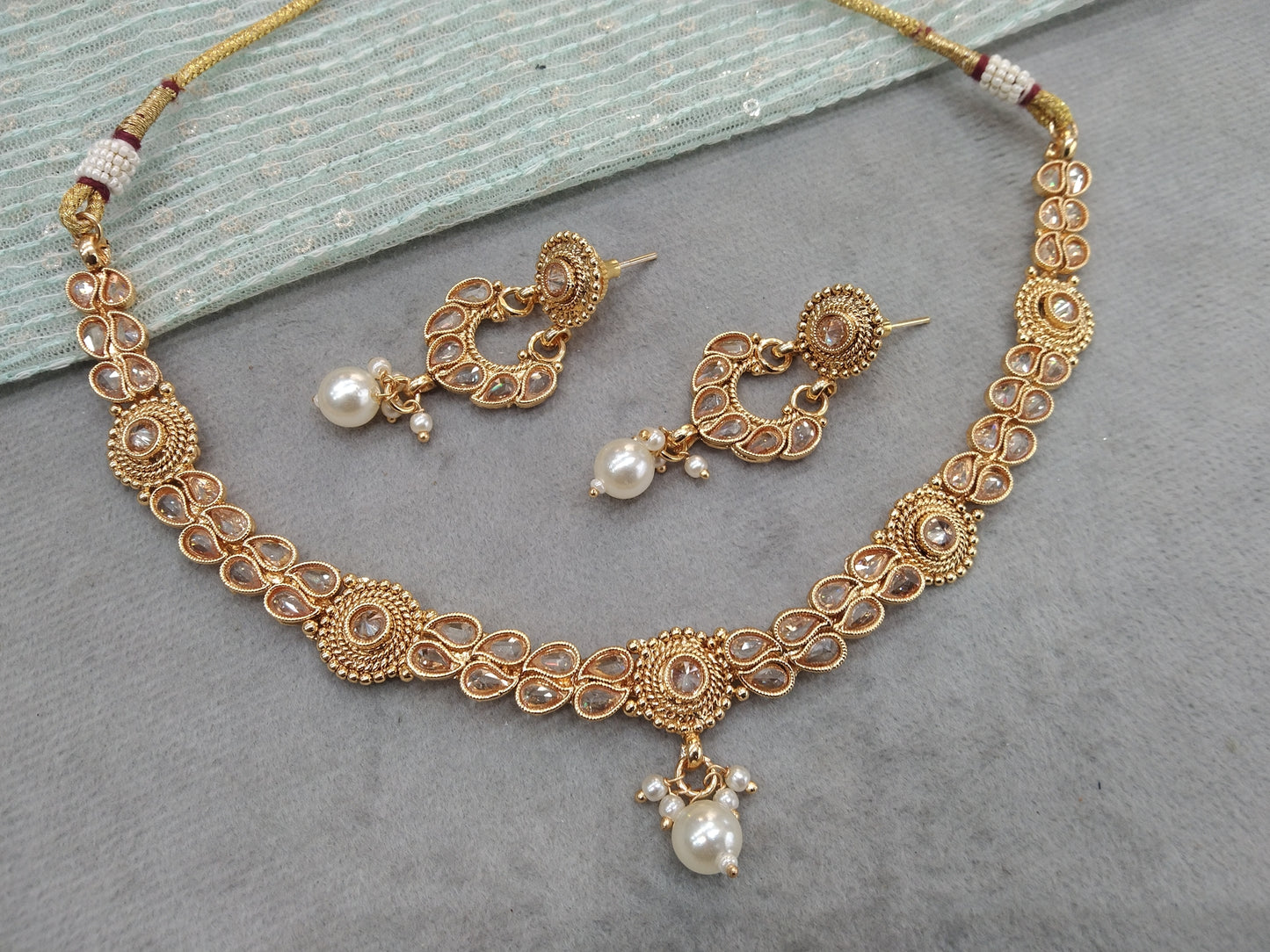 Gold polki Necklace set Indian siva Jewellery