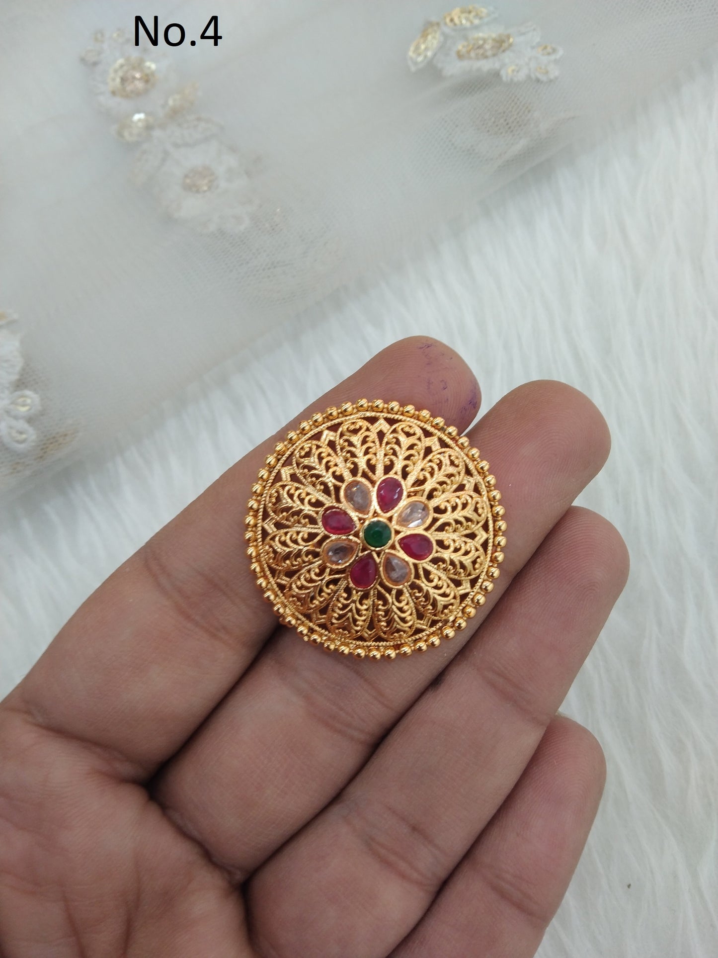 Indian Ring /gold finish Finger rings round bridal cocktail ring delvi hand accessory