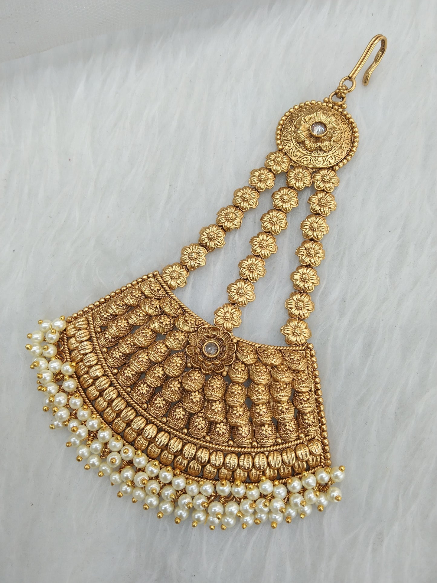 Gold finish Jewellery Passa Jhumar Jhoomer Headpiece Bridal Passa/Hijab bika tilak Headpiece