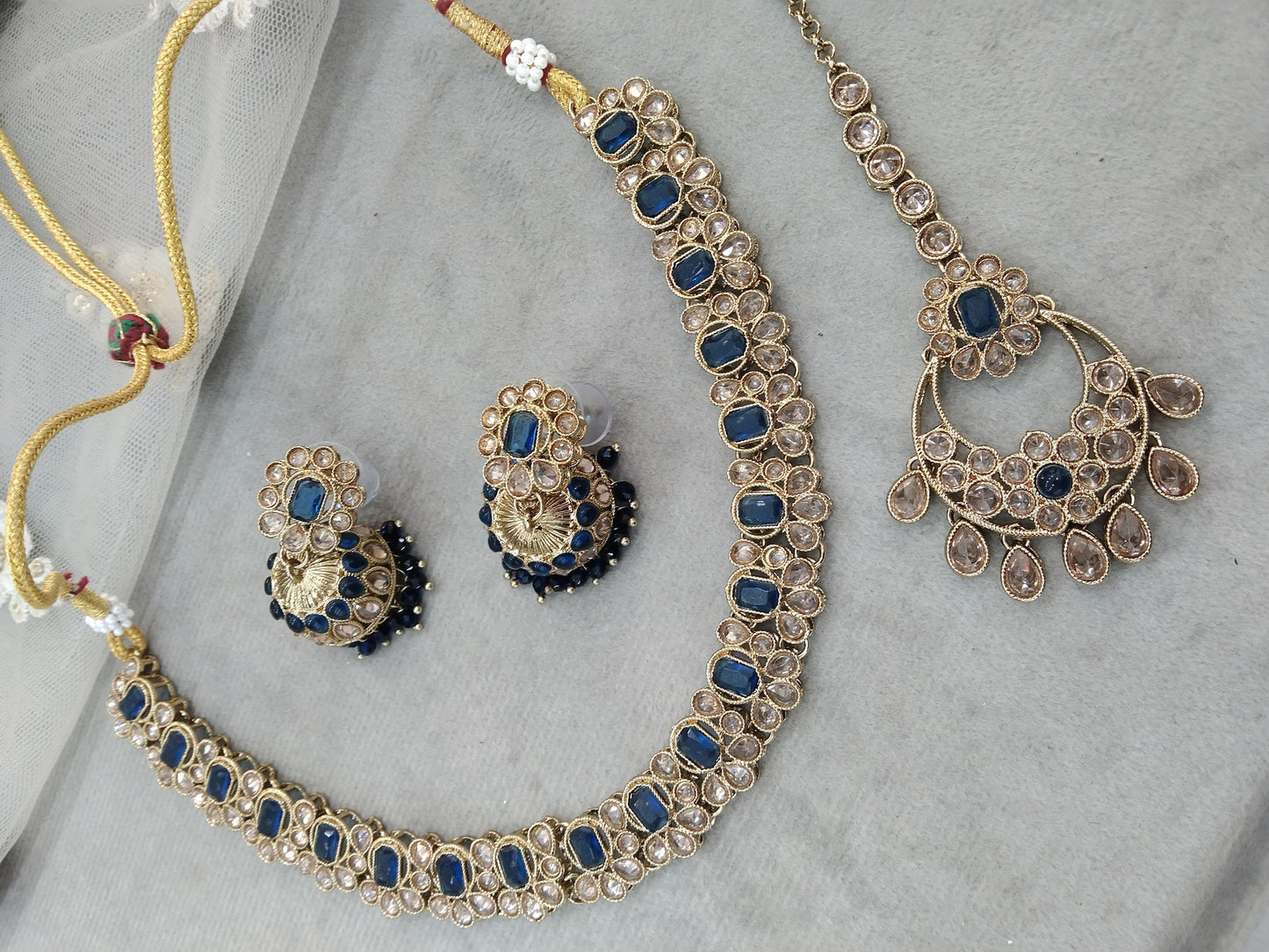 Antique Gold Necklace Jewellery Set/ dark gold Indian Bridal Wedding niti Jewellery online
