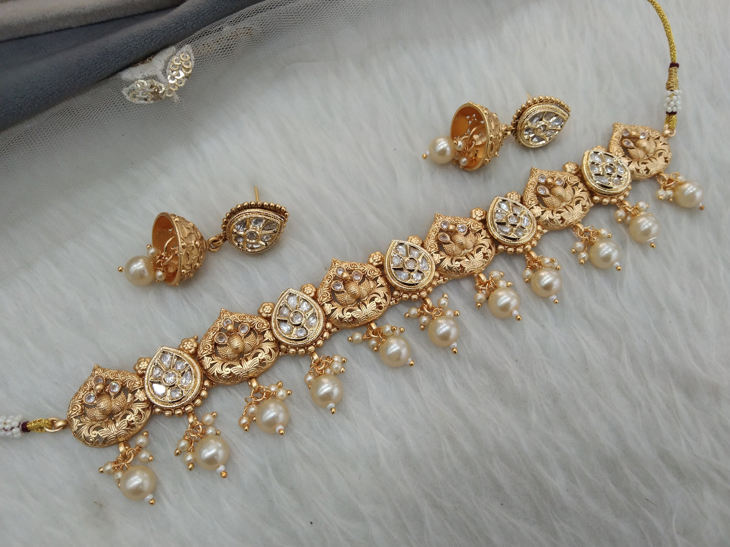 Gold polki kundan choker Jewellery set/ Gold choker sites set