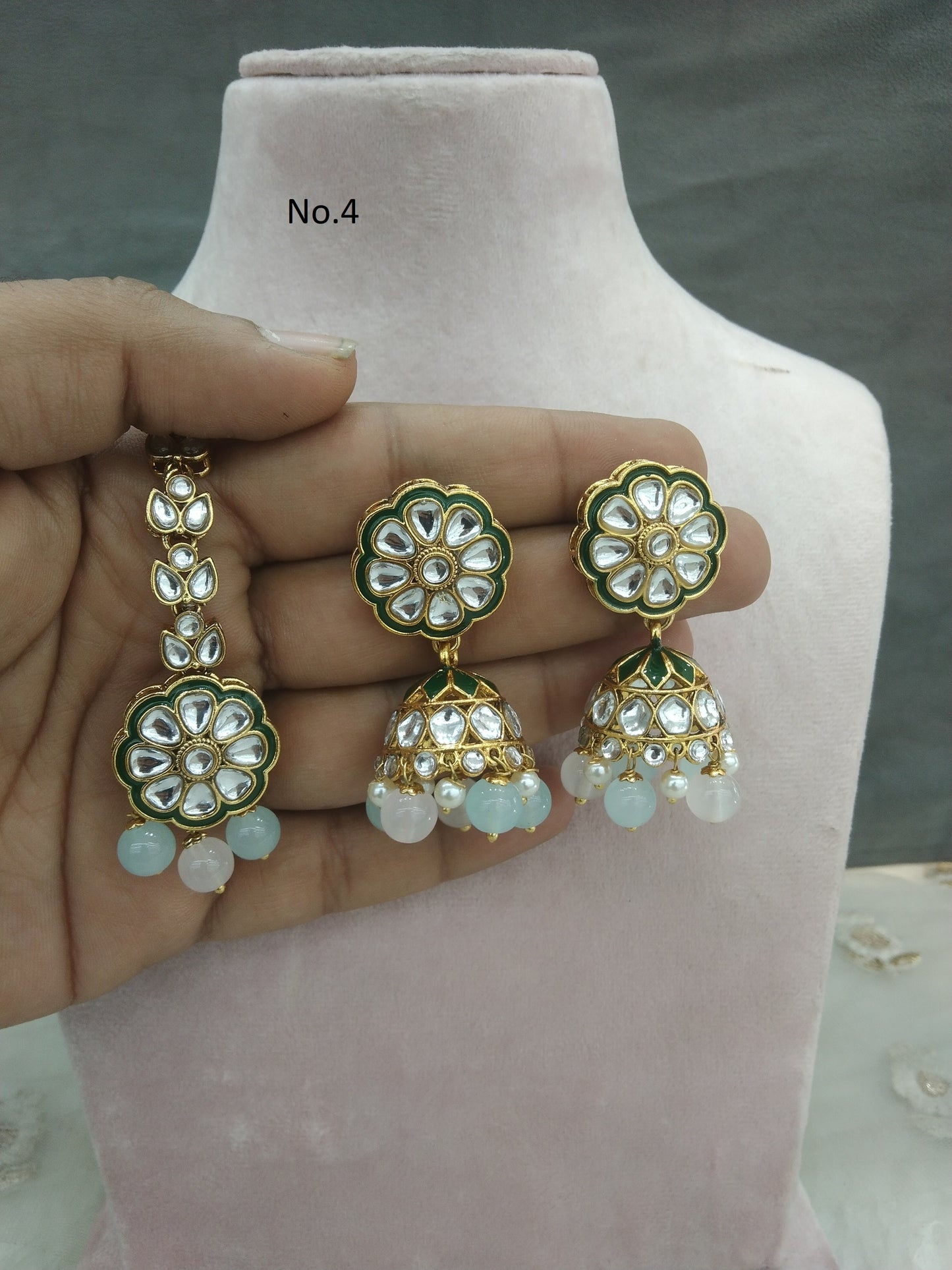 Indian Earrings tikka Jewellery/gold Earrings tikka set/ bollywood Earrings meena Set