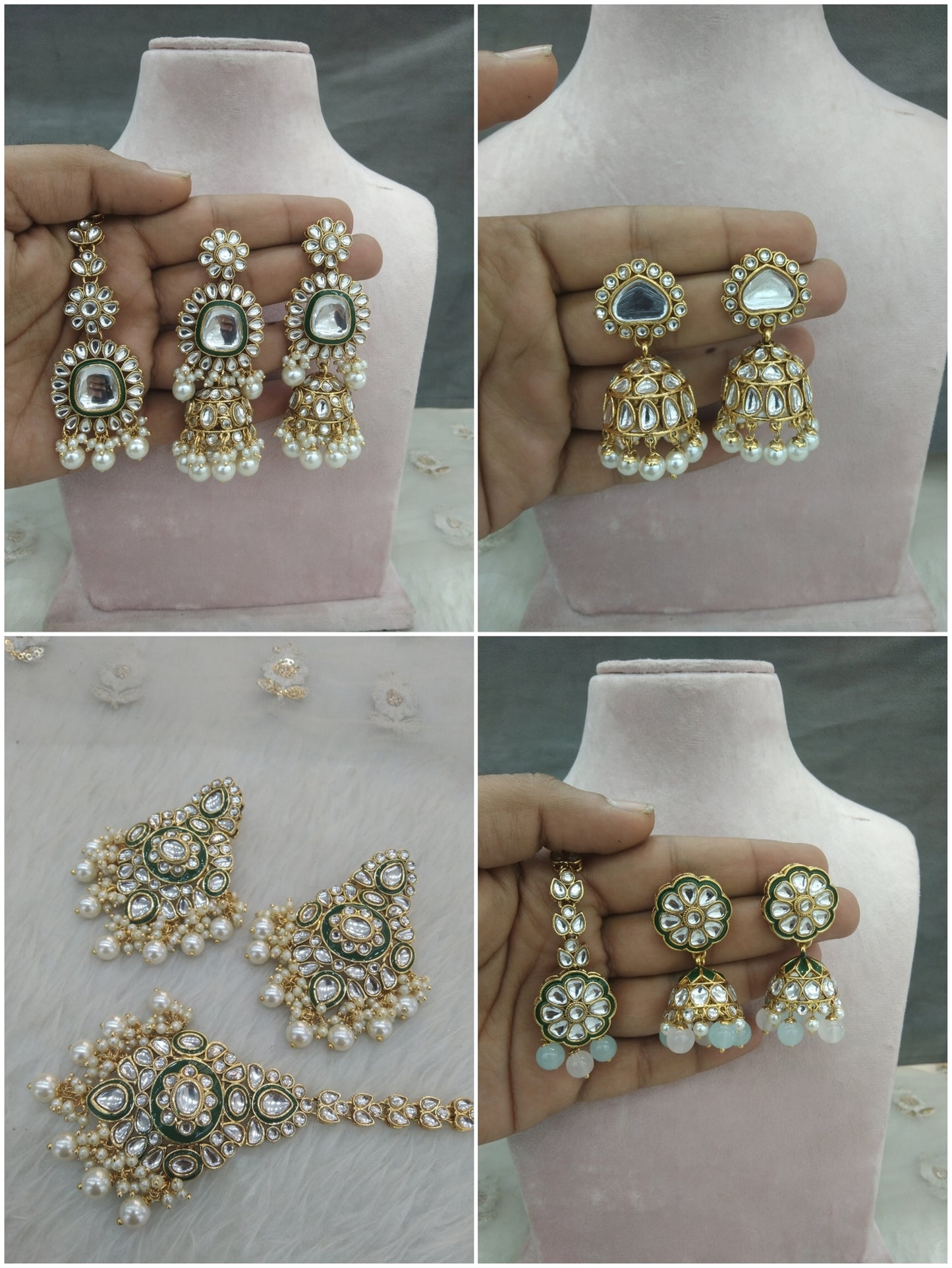 Indian Earrings tikka Jewellery/gold Earrings tikka set/ bollywood Earrings meena Set
