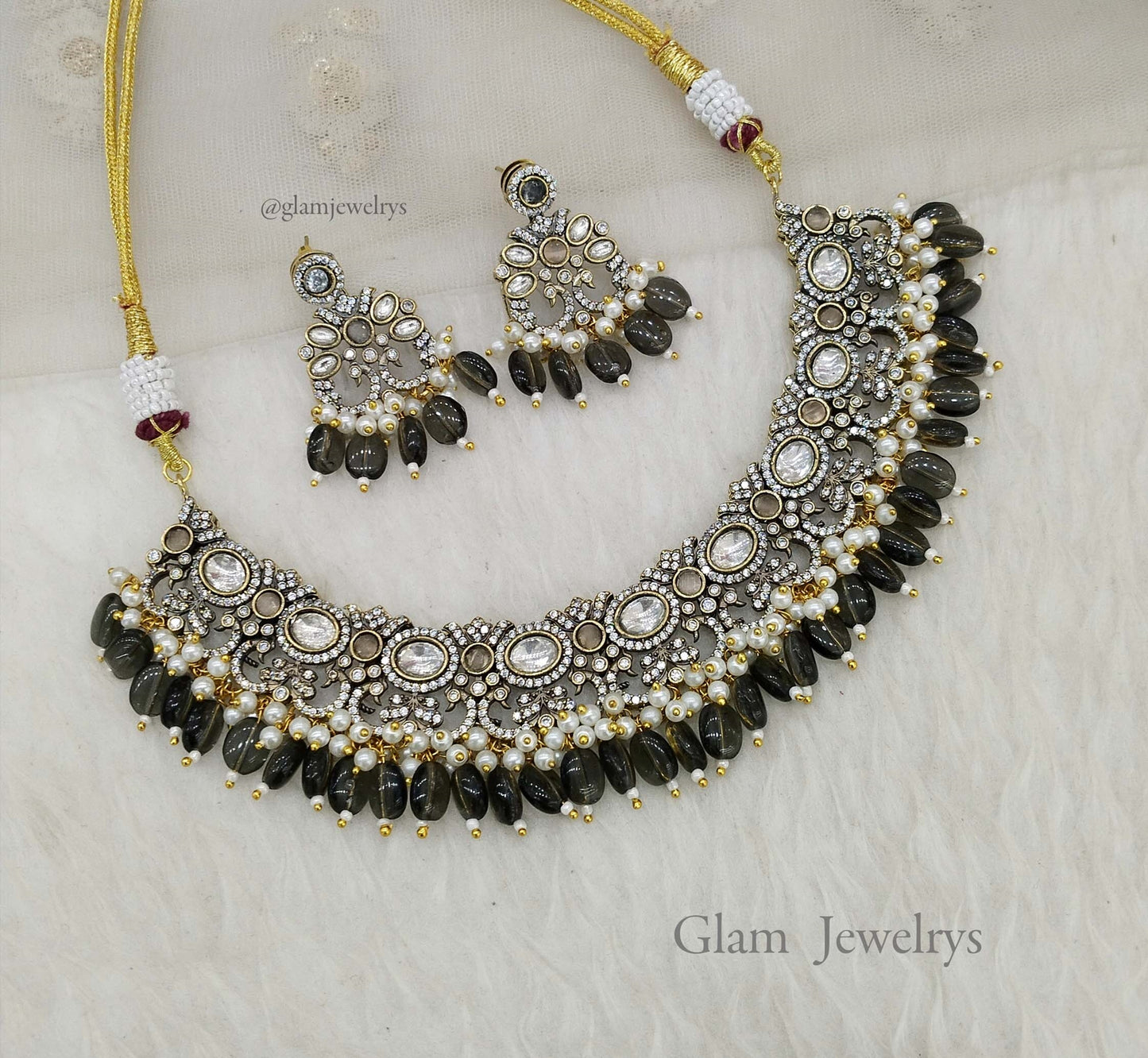 Mehndi Moissanite kundan necklace Indian Jewellery Sunita Wedding Set