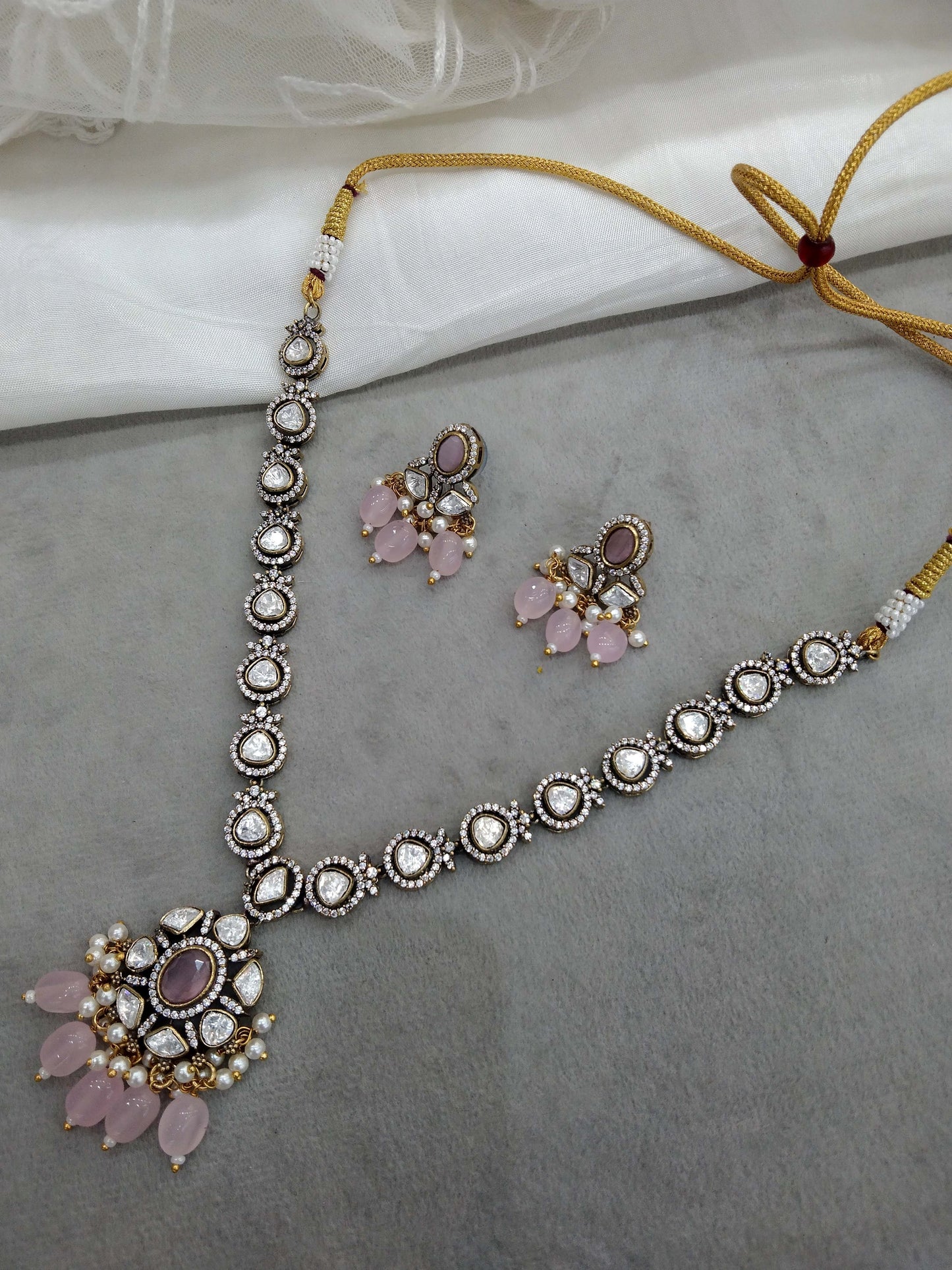 Pink Indian kundan necklace Indian Jewellery riya Wedding Set