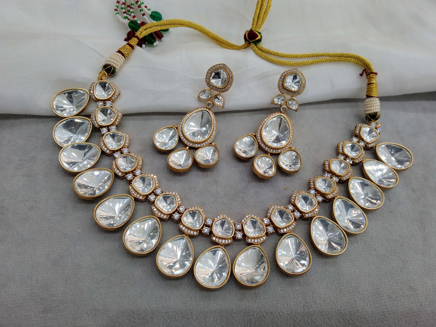 Indian Jewellery kundan Gold White necklace Choker Set Indian Jewellery maya Wedding Set