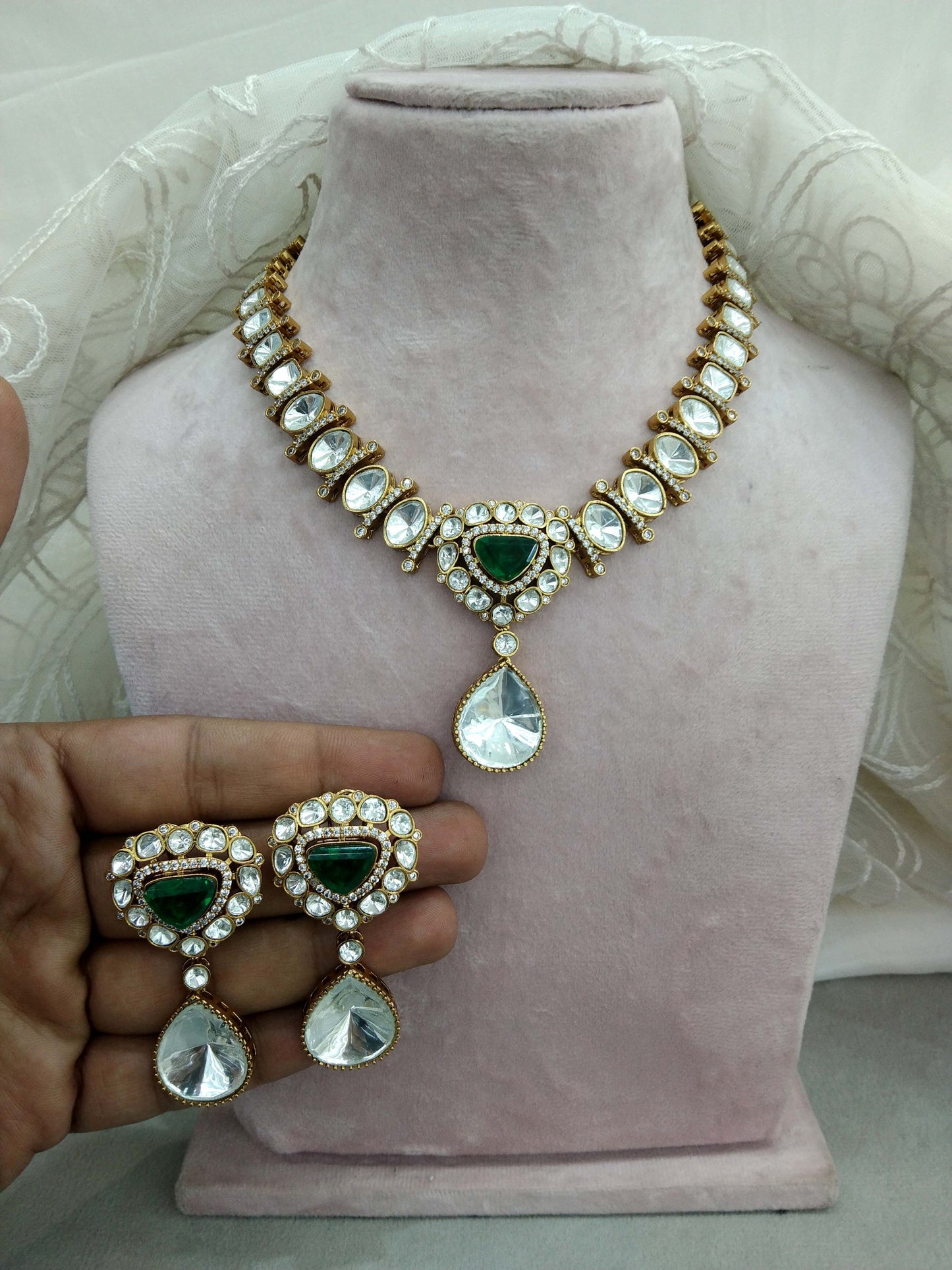 Indian Jewellery kundan Green necklace Set Indian Jewellery maya Wedding Set