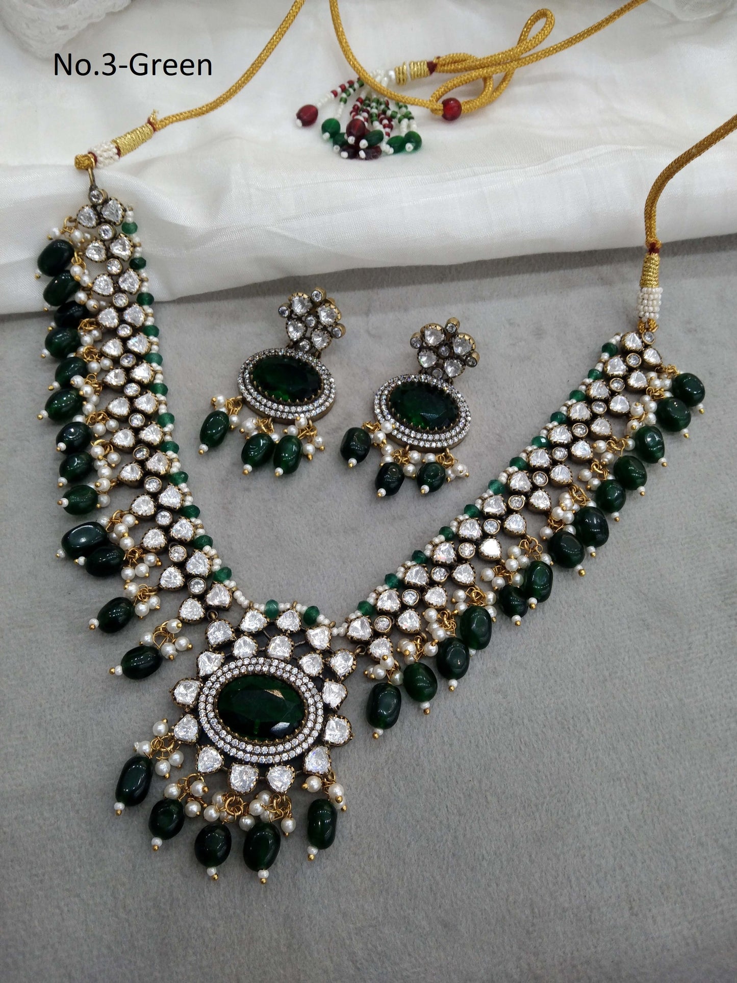 Indian Jewellery kundan Green necklace Set Indian Jewellery maya Wedding Set