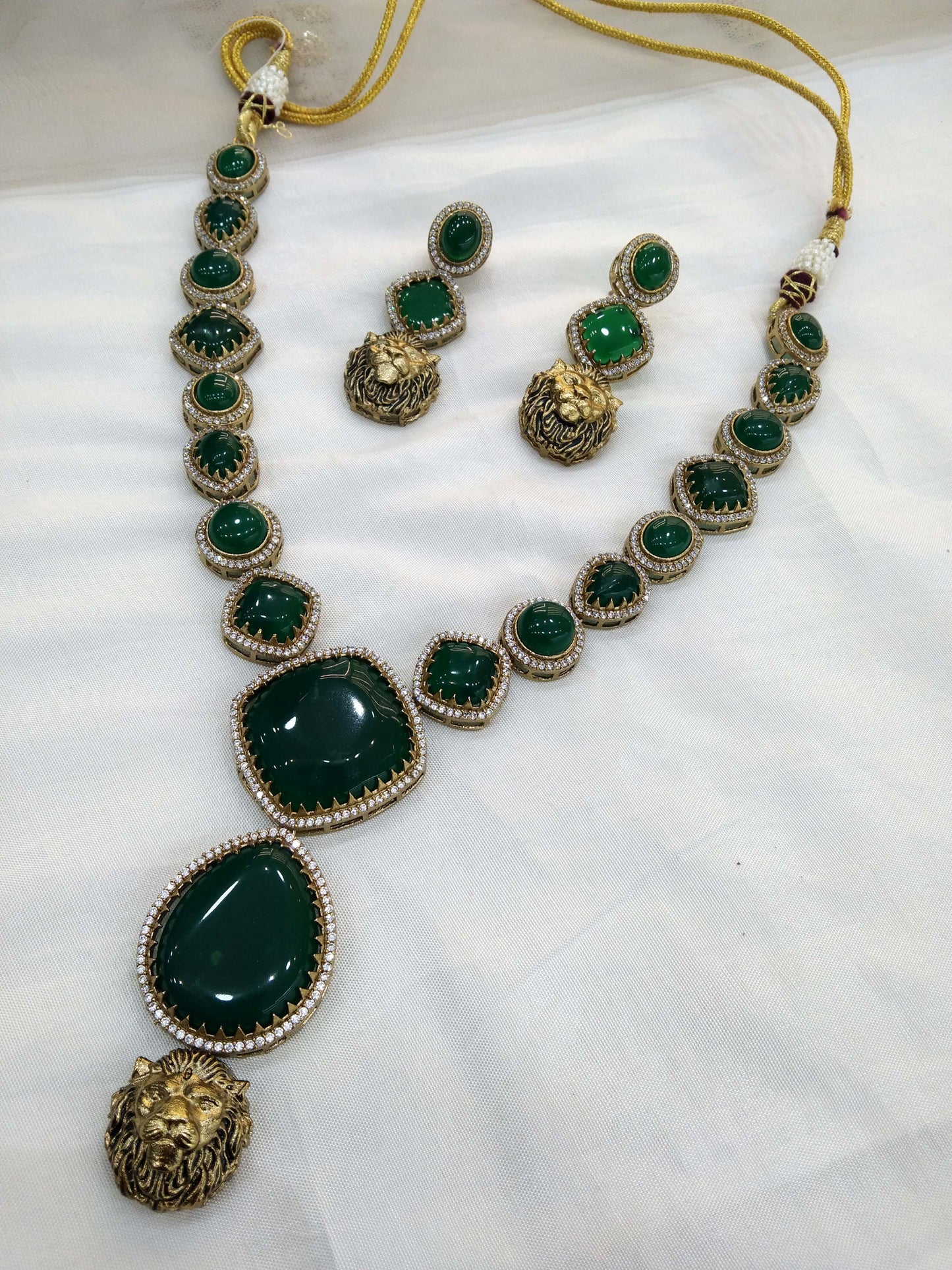 Moissanite Green Necklace Set /Indian Necklace Set/ Indian sweety Jewellery