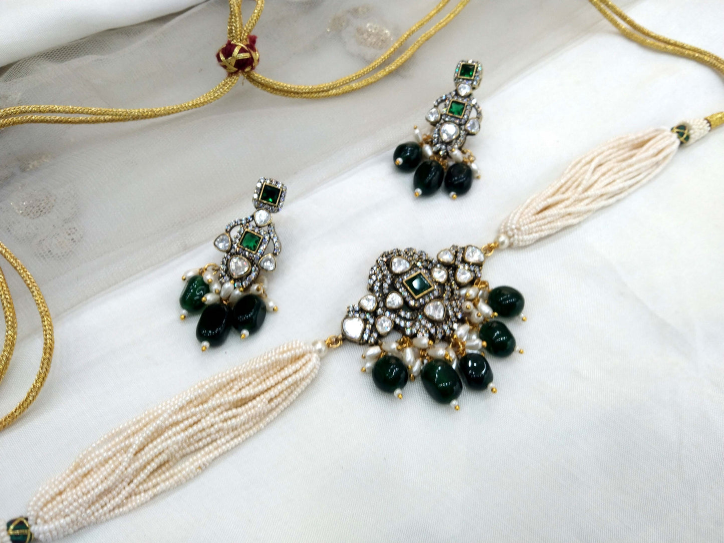 Moissanite green choker jewellery Set /Indian choker Set/ Indian sweety Jewellery