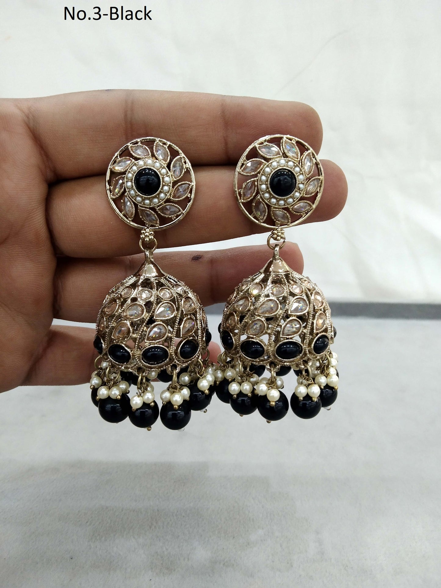 Indian Black jhumka Earrings Jewellery/ Punjabi Jhumka Earrings Suman Set