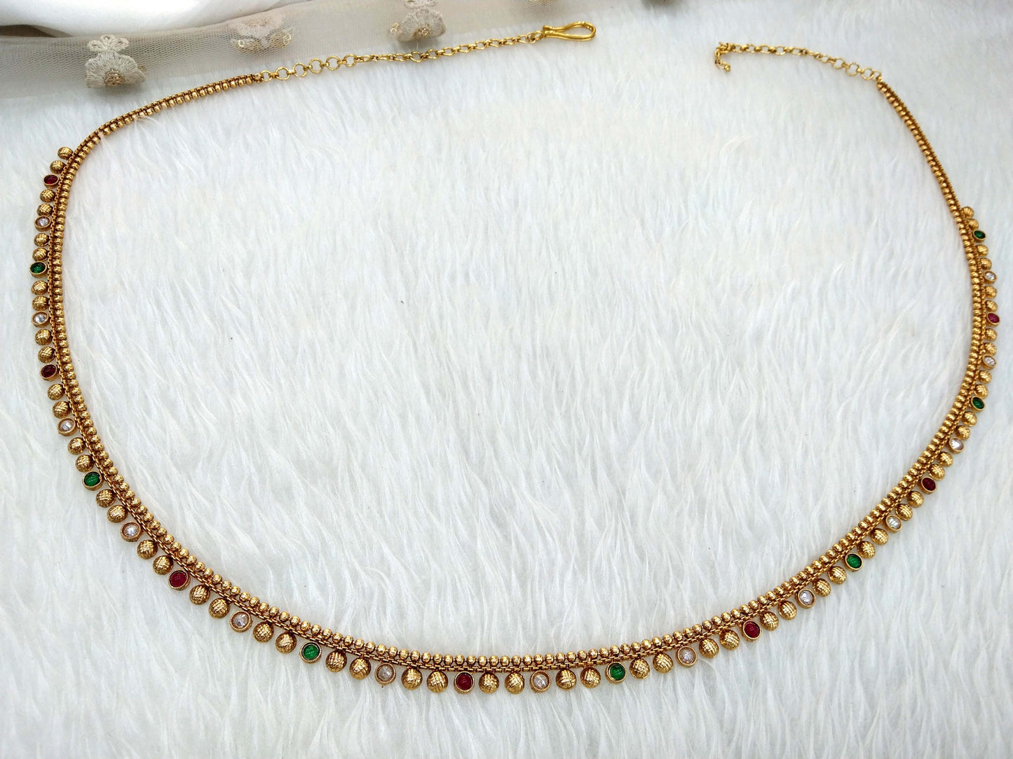 Gold ruby green Sari Saree Belly Chain Jewellery Indian Kamarbandh Kamarband Online