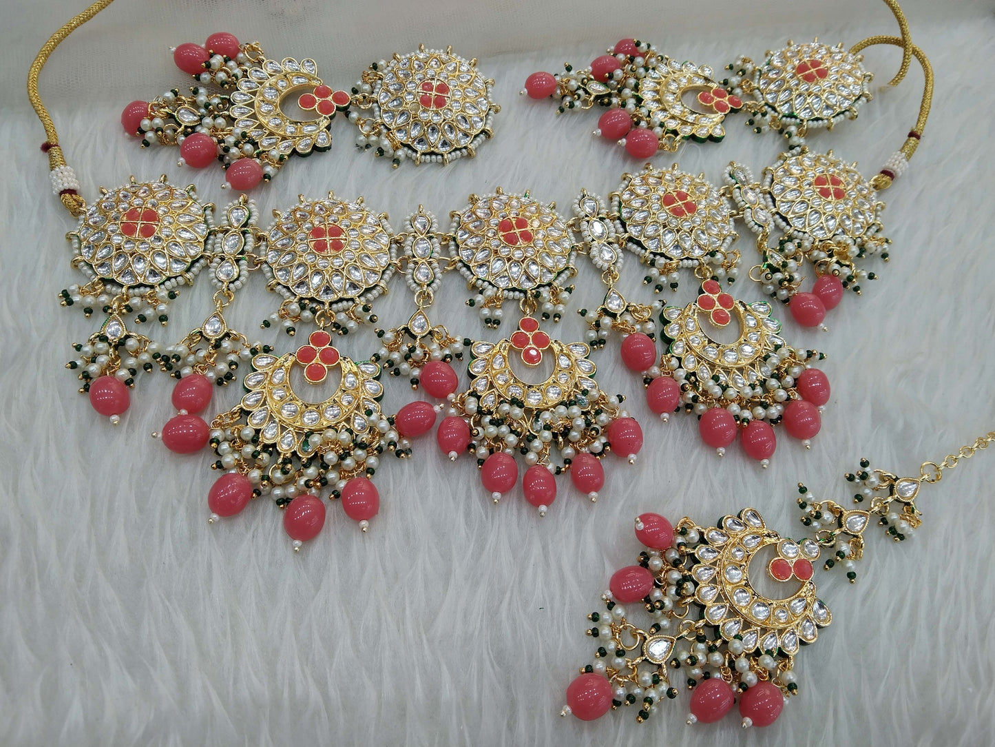 Indian Jewellery/ Gold Gajjri Bridal Kundan necklace Set Indian Eric Bridal Jewellery kundan Necklace set