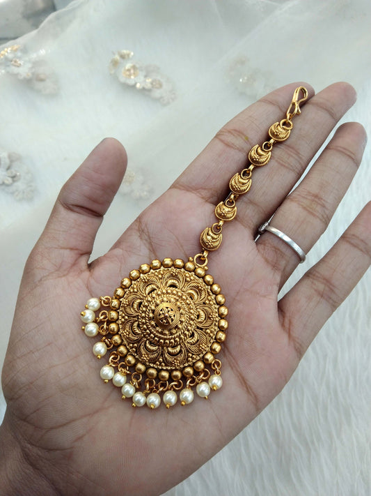 Gold polki Tika Tikka Jewellery Indian Headpiece  toni Jewellery
