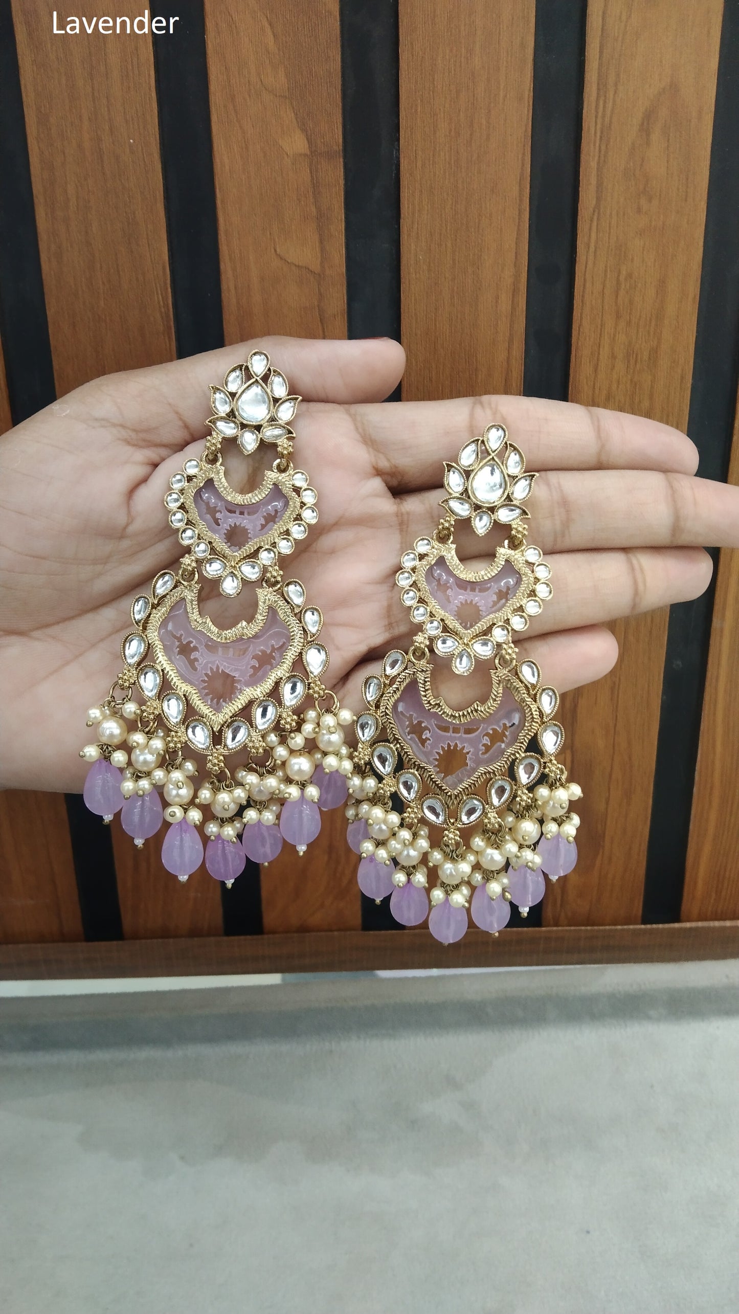 Indian Kundan Lavender Charvi Earrings