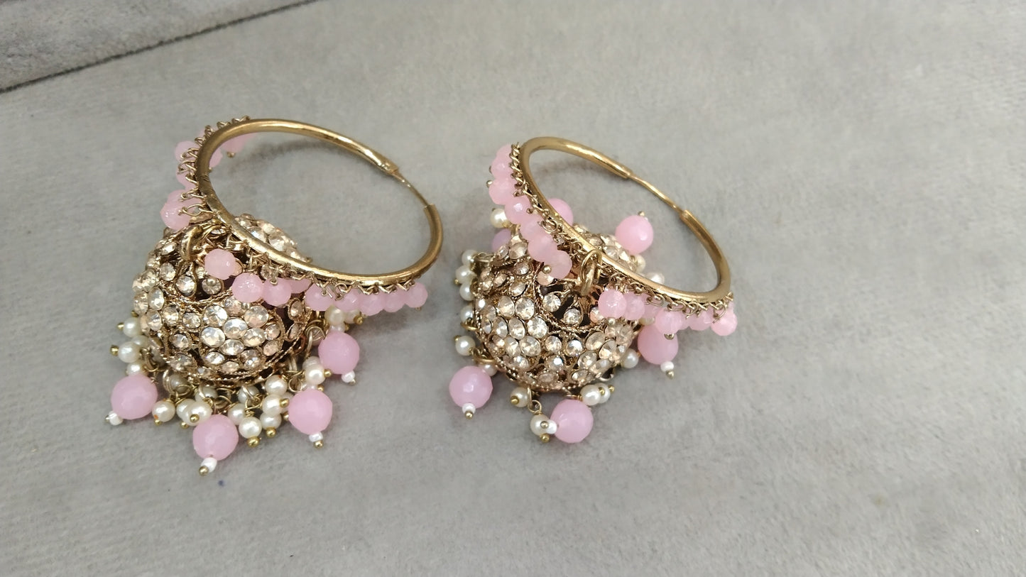 Jhumka Bali Earrings/ Indian Baby pink Jewellery Jhumka/Punjabi Balli Jhumki