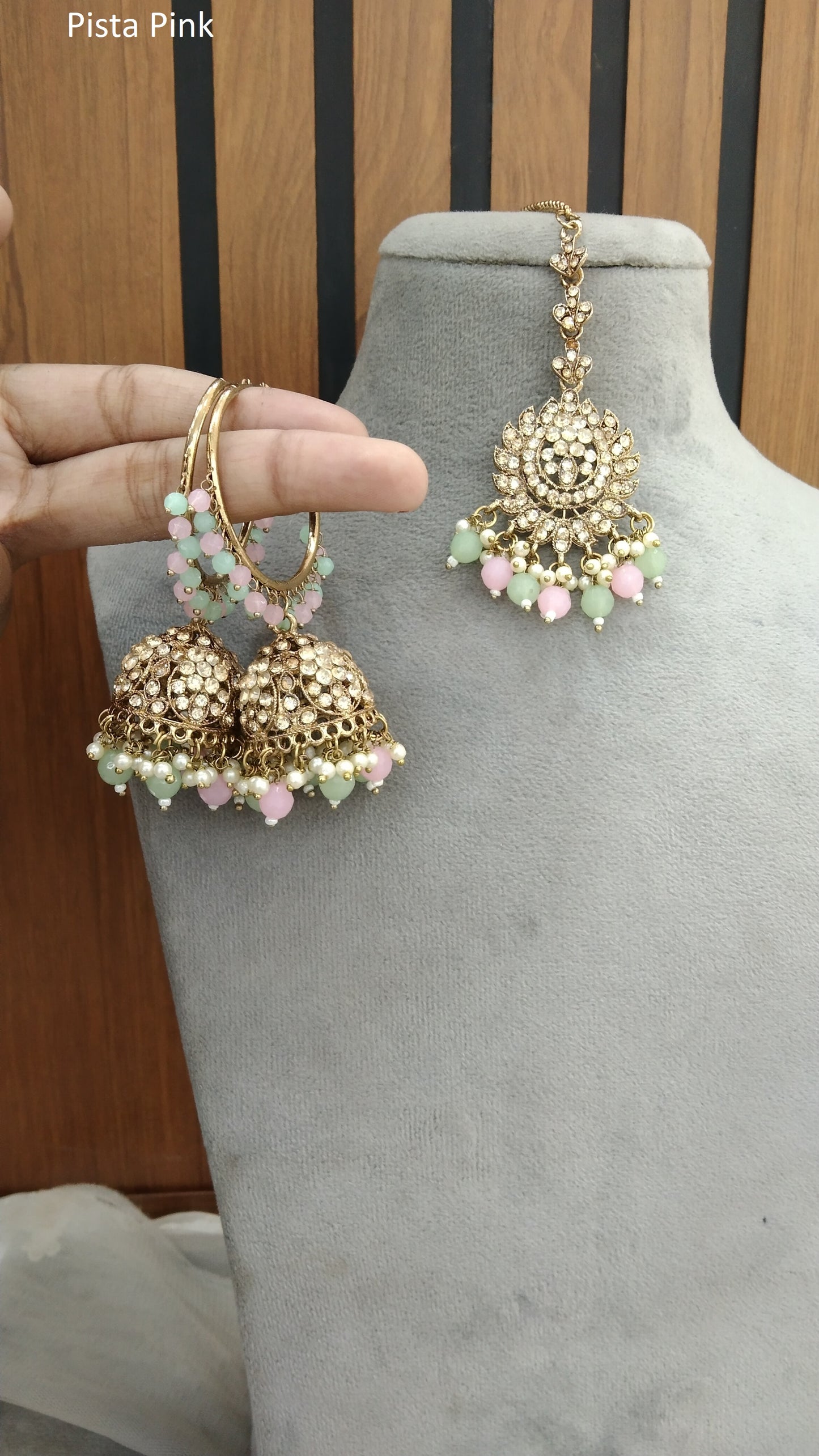 Jhumka Bali Earrings/ Indian Pista pink Jewellery Jhumka/Punjabi Balli Jhumki