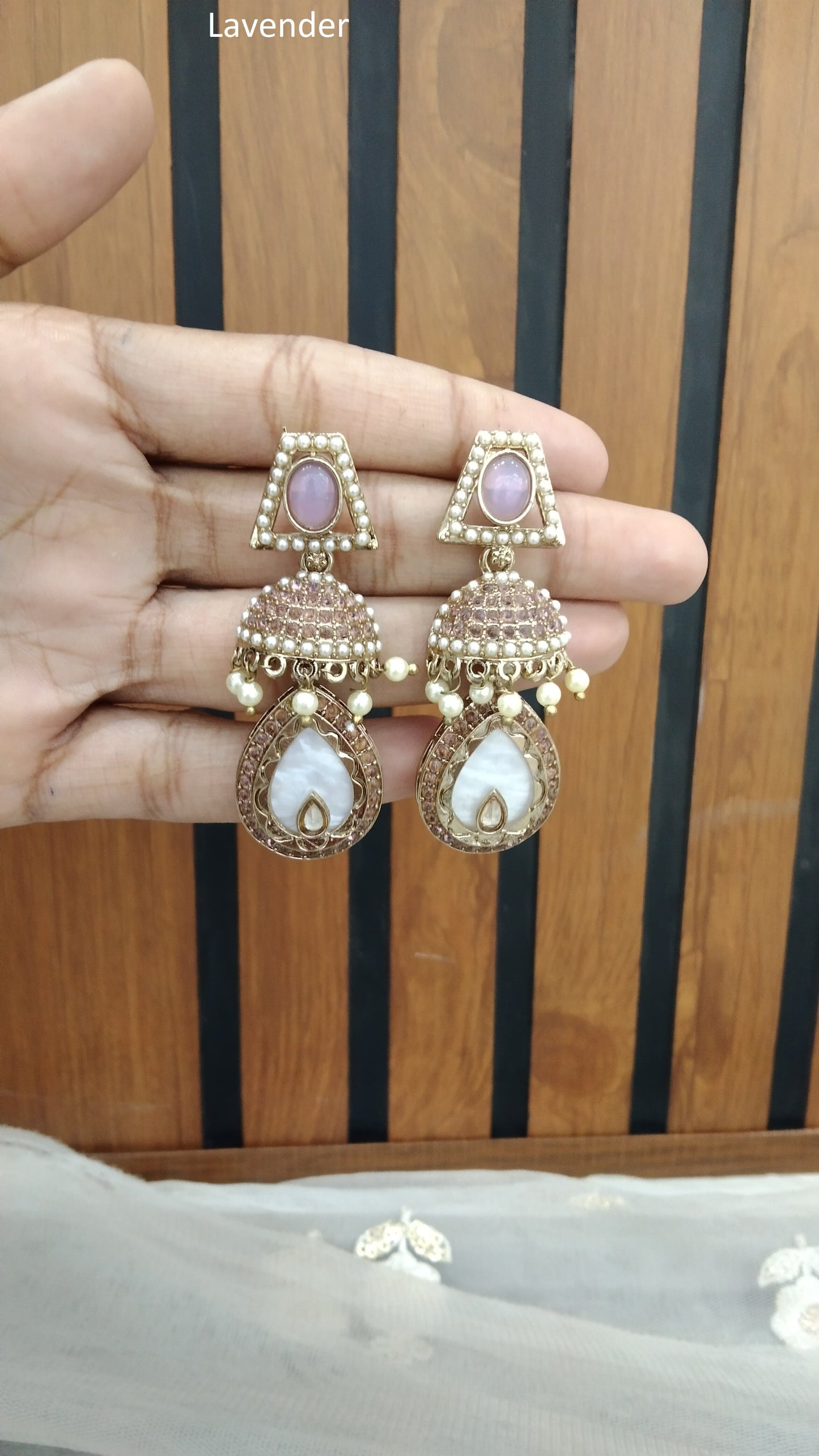 Indian pearl lavender mannat Earrings