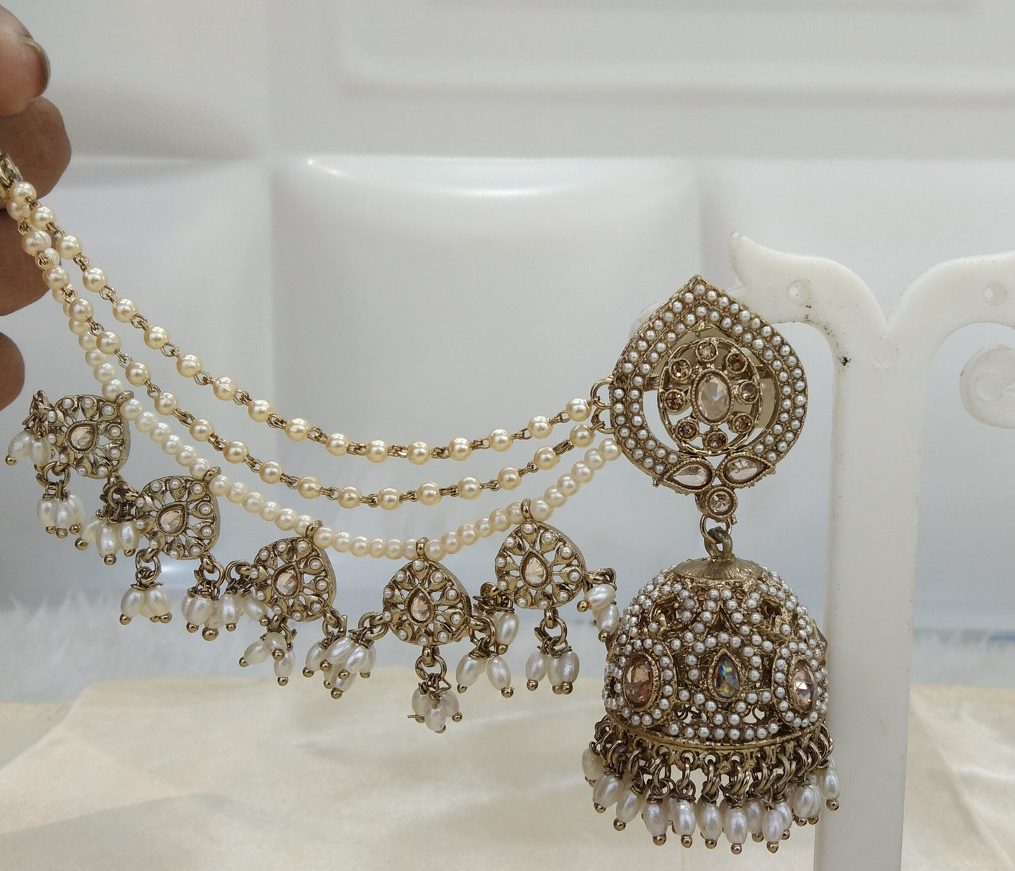 Jhumka Earrings/ Indian Antique Gold Jewellery Jhumka earrings tikka