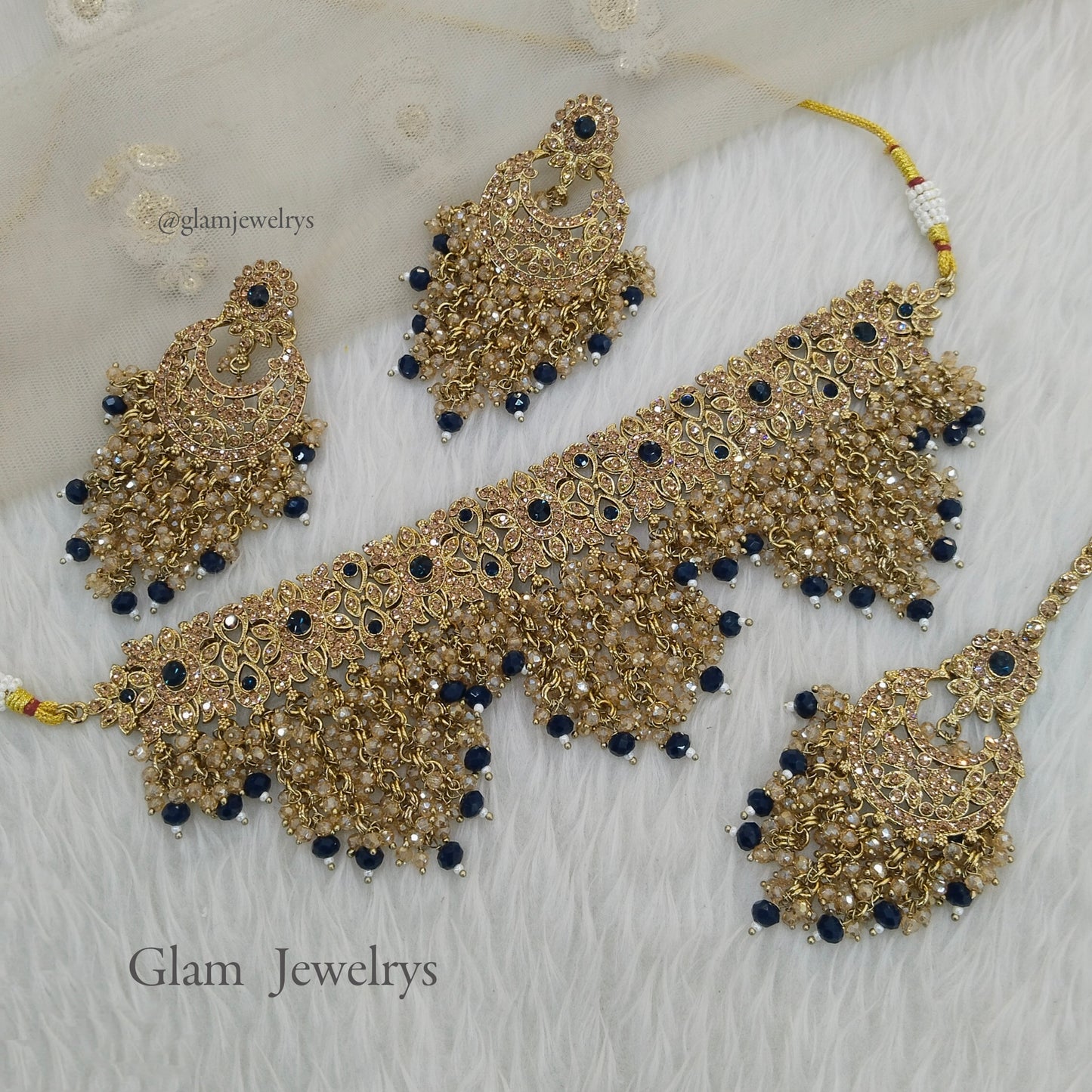 Dark Blue Choker Set Indian Choker Siraj Jeweller