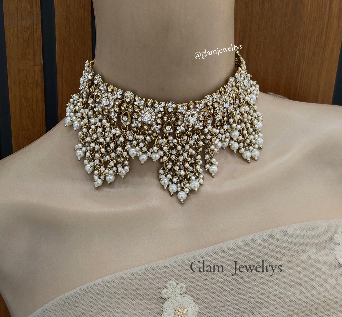 White Choker Set Indian Choker Siraj Jewellery