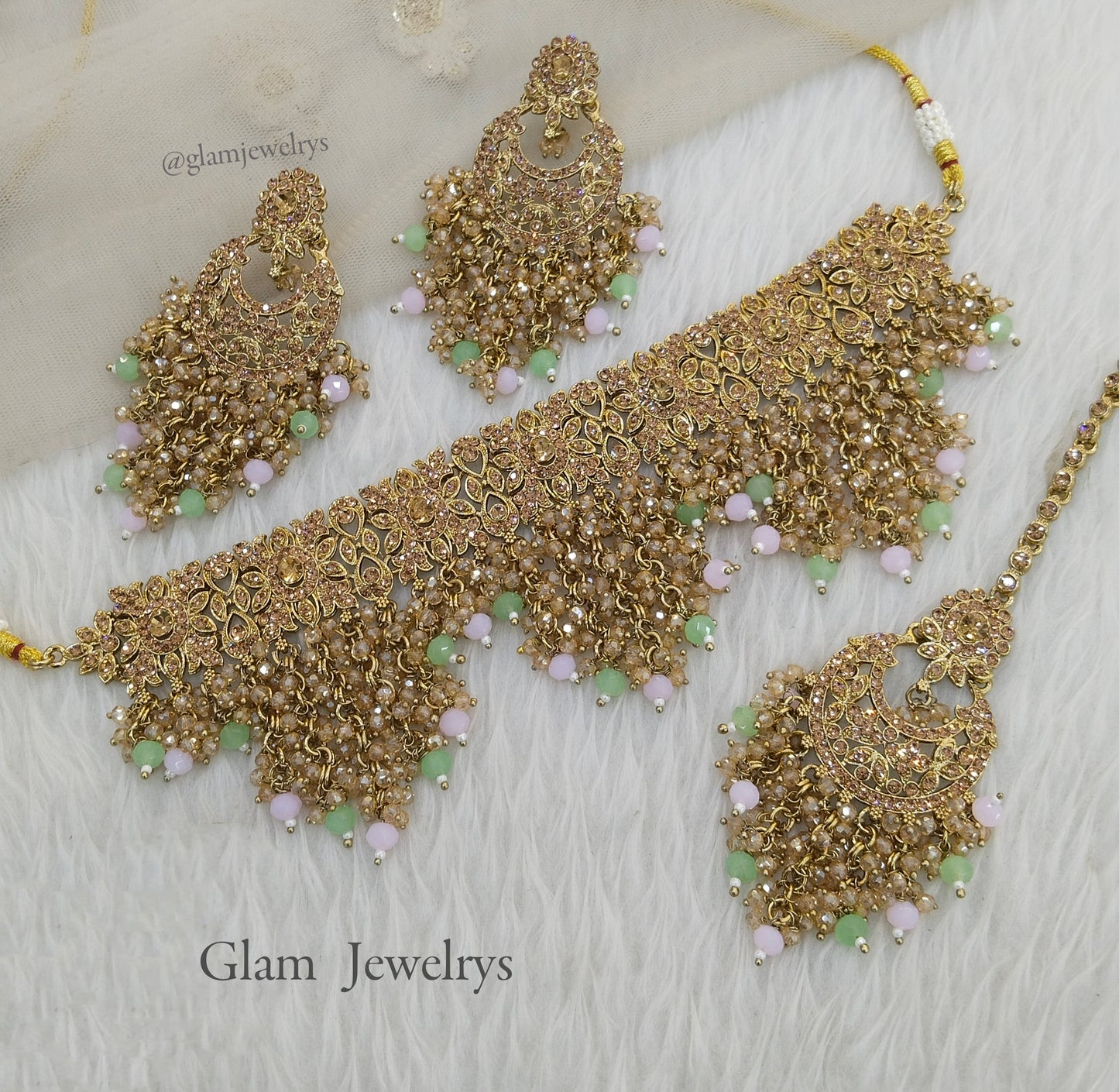 Pink Mint Choker Set Indian Choker Siraj Jewellery