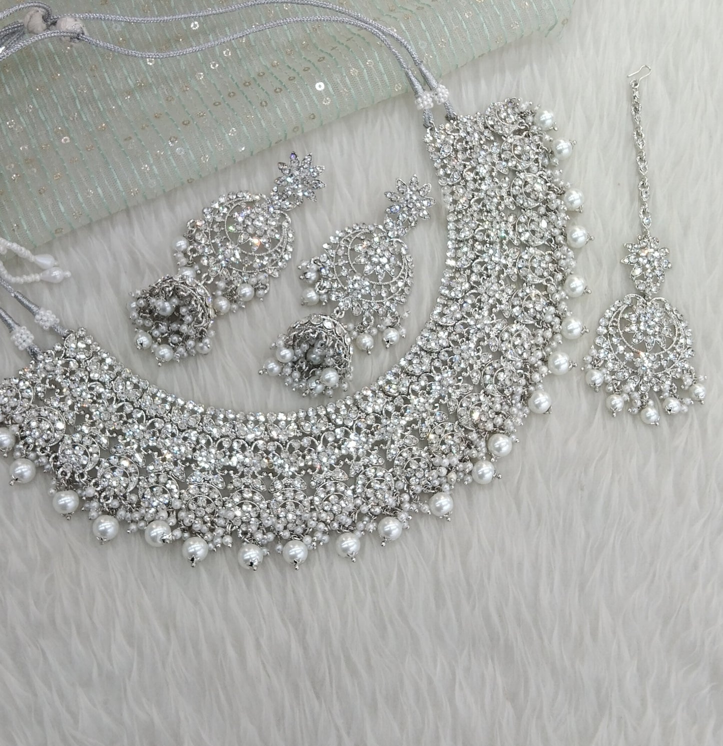 Indian Jewellery/bridal silver jewellery necklace set/ necklace darwin Set