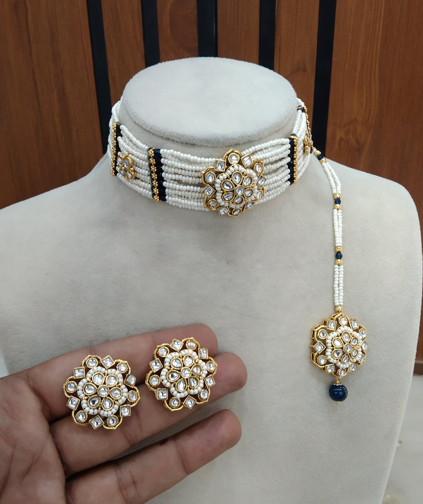 Indian Jewellery Blue Kundan choker Switi Set