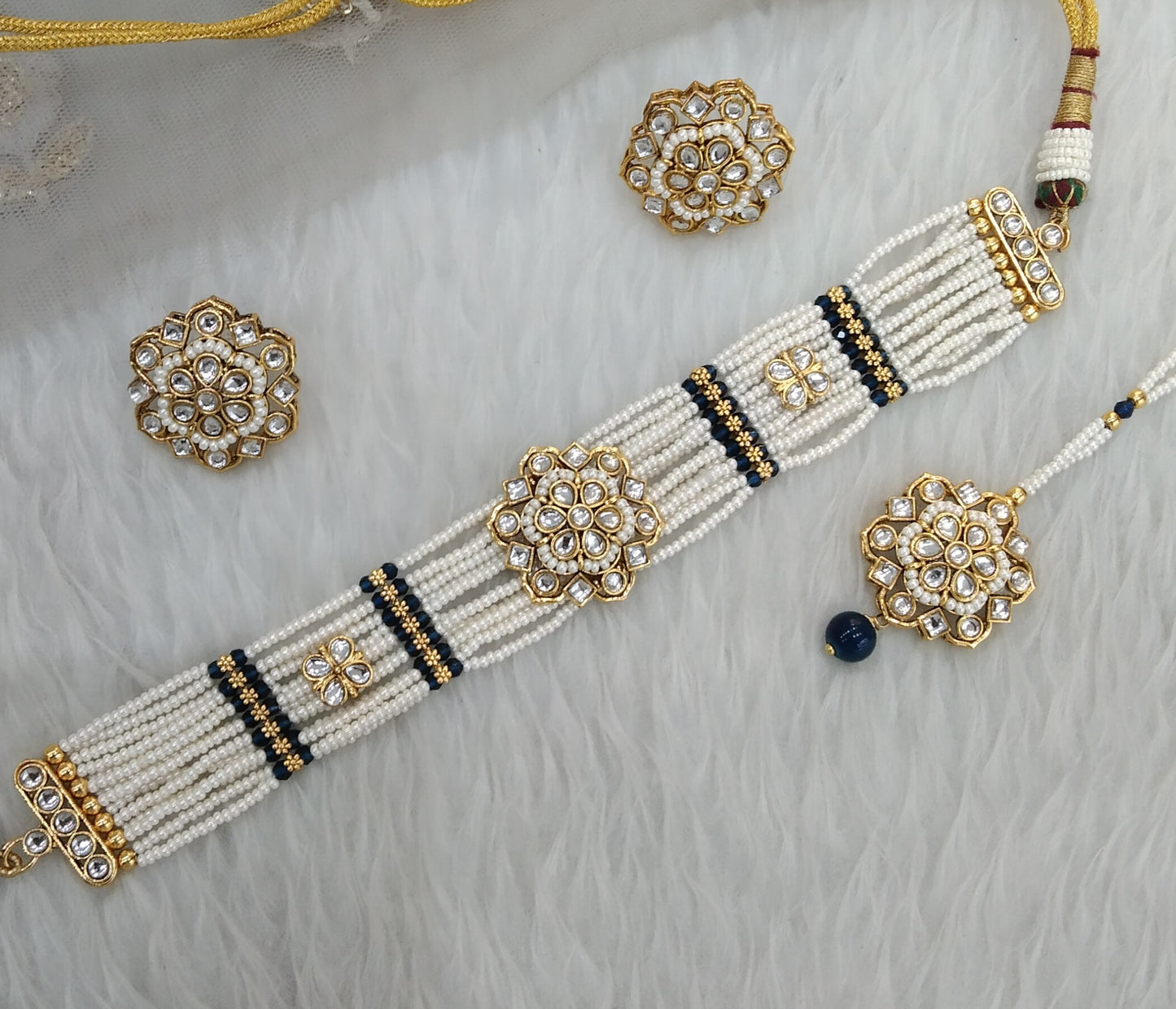 Indian Jewellery Blue Kundan choker Switi Set