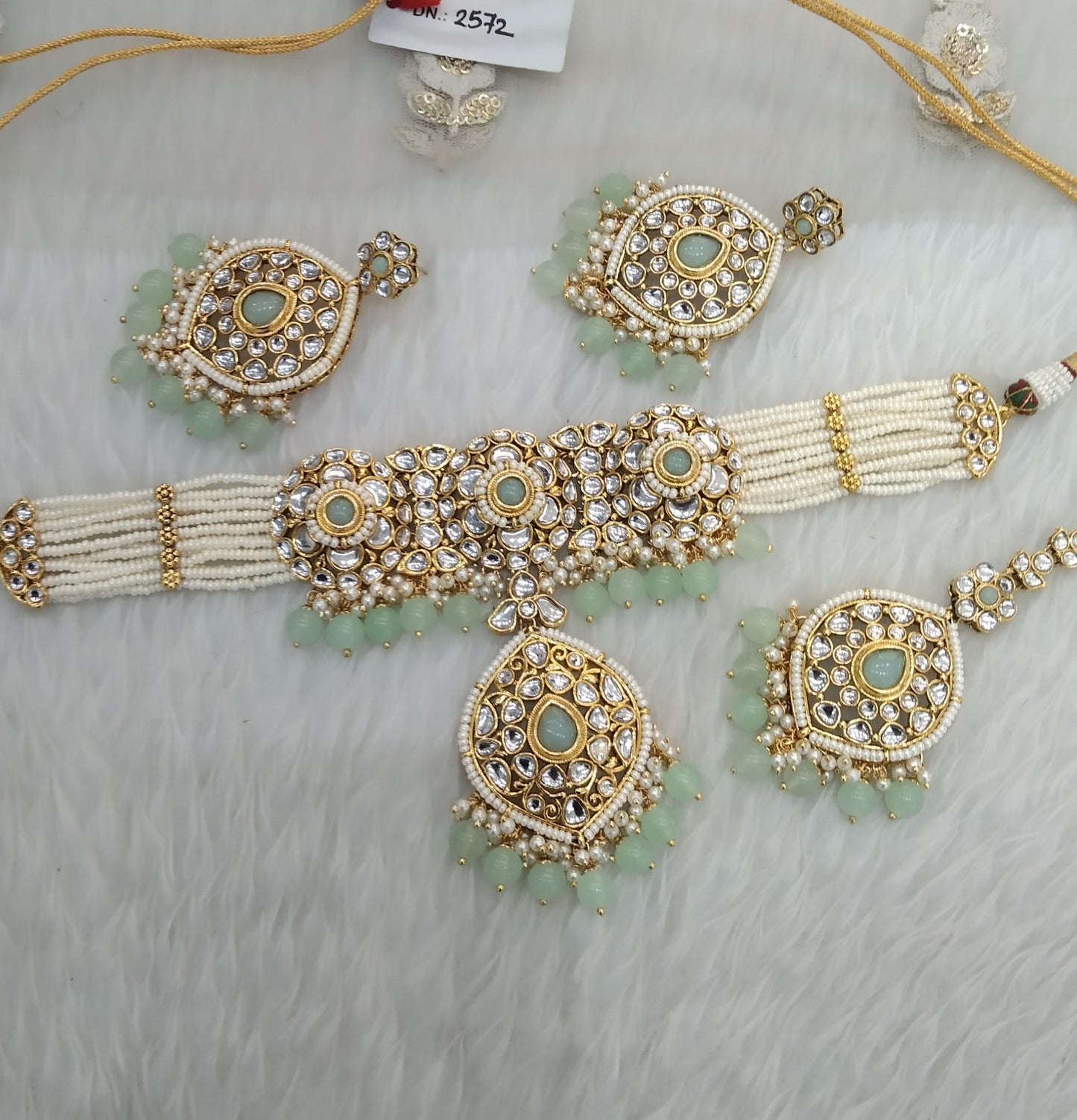 Pista Indian jewellery kundan choker Raman set