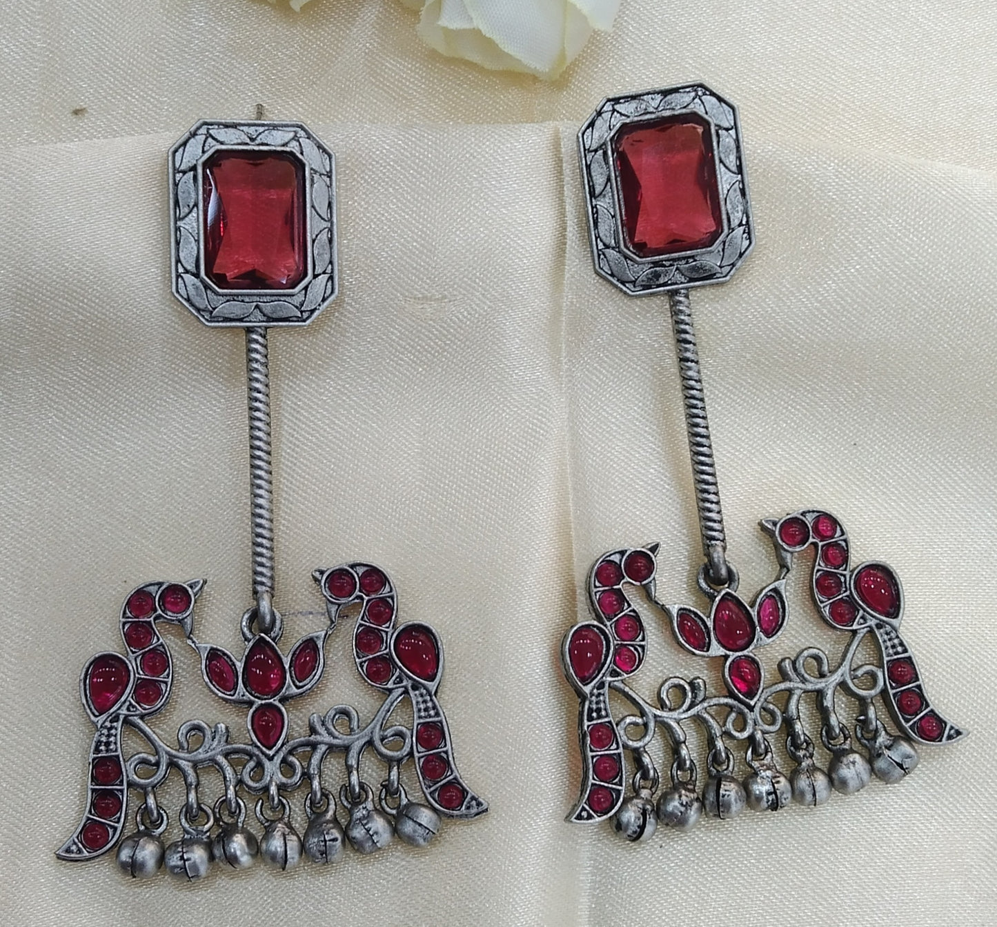 Majenta Oxidized Metal Shweta Bollywood Earrings Jewellery