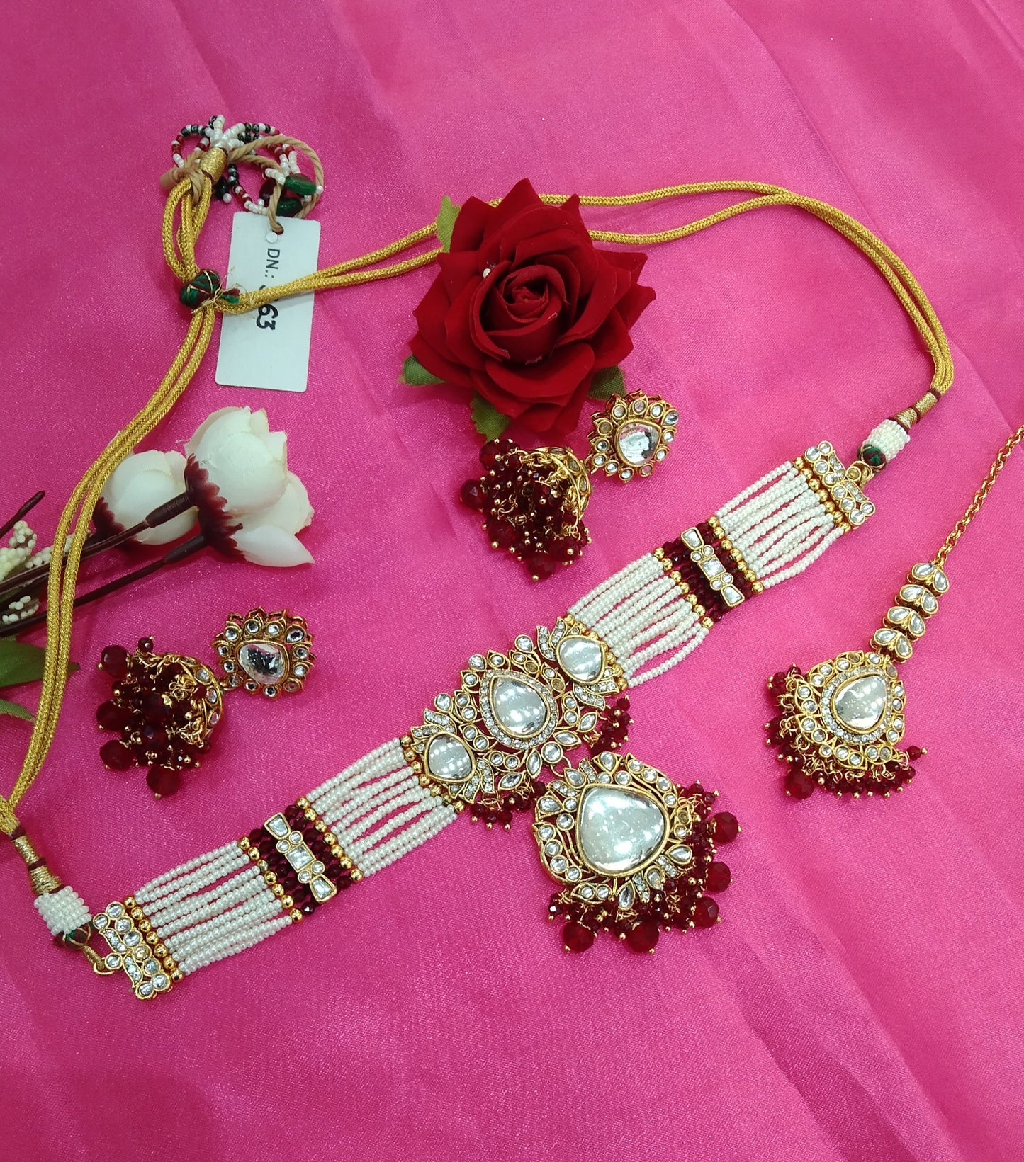 Maroon Kundan Choker Jewellery Jesse Set