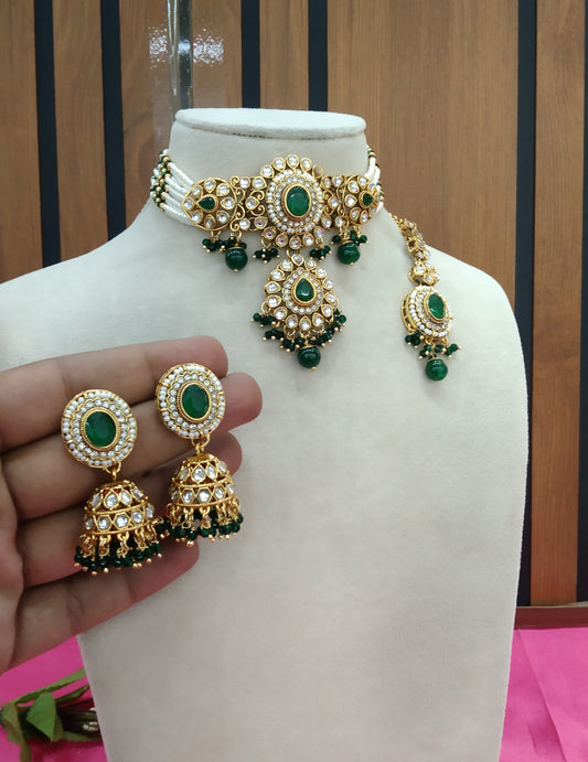 Green Kundan Choker Jewellery Firoh Set