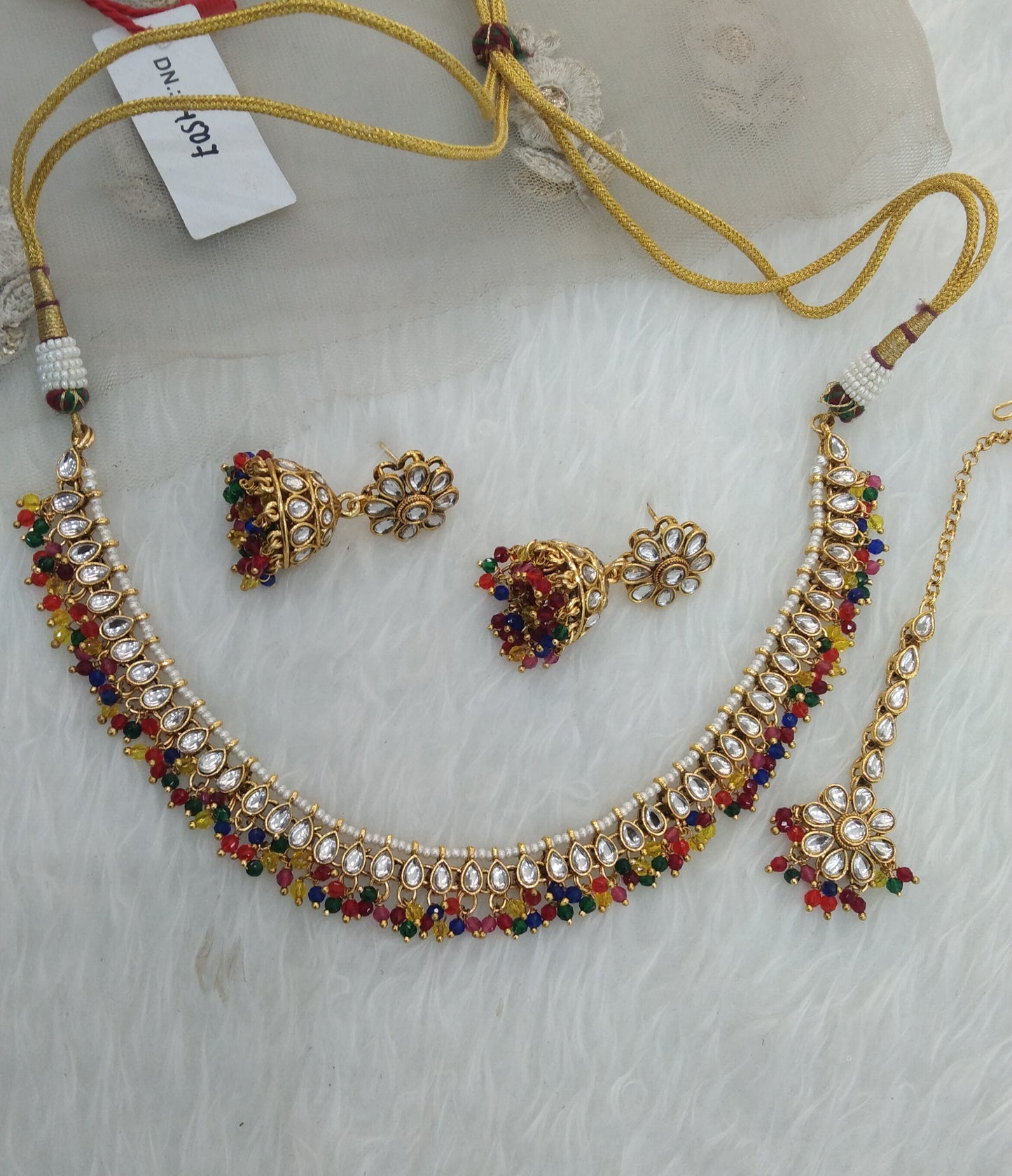 Multi color Kundan Necklace Jewellery Kamal Set