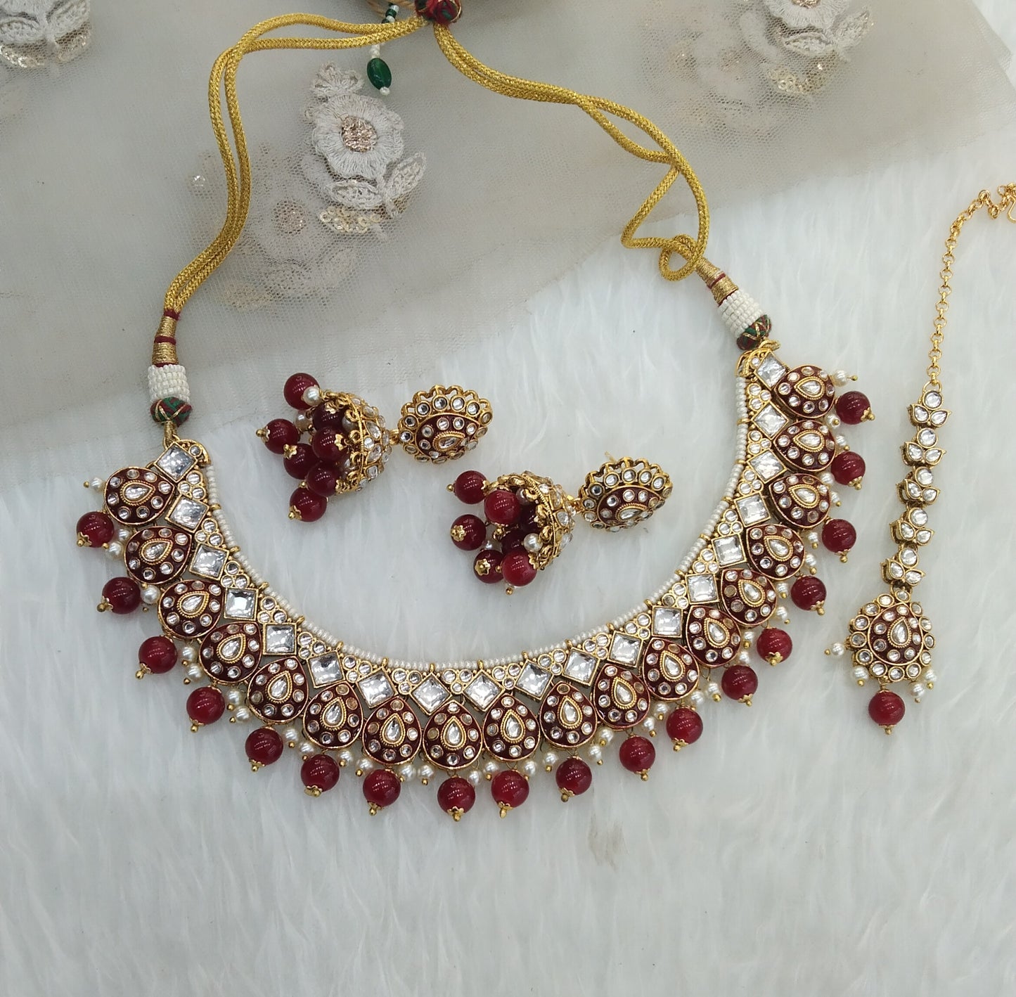 Ruby Kundan necklace Set/ Gold kundan Indian jewelry kundan Tanvi sets