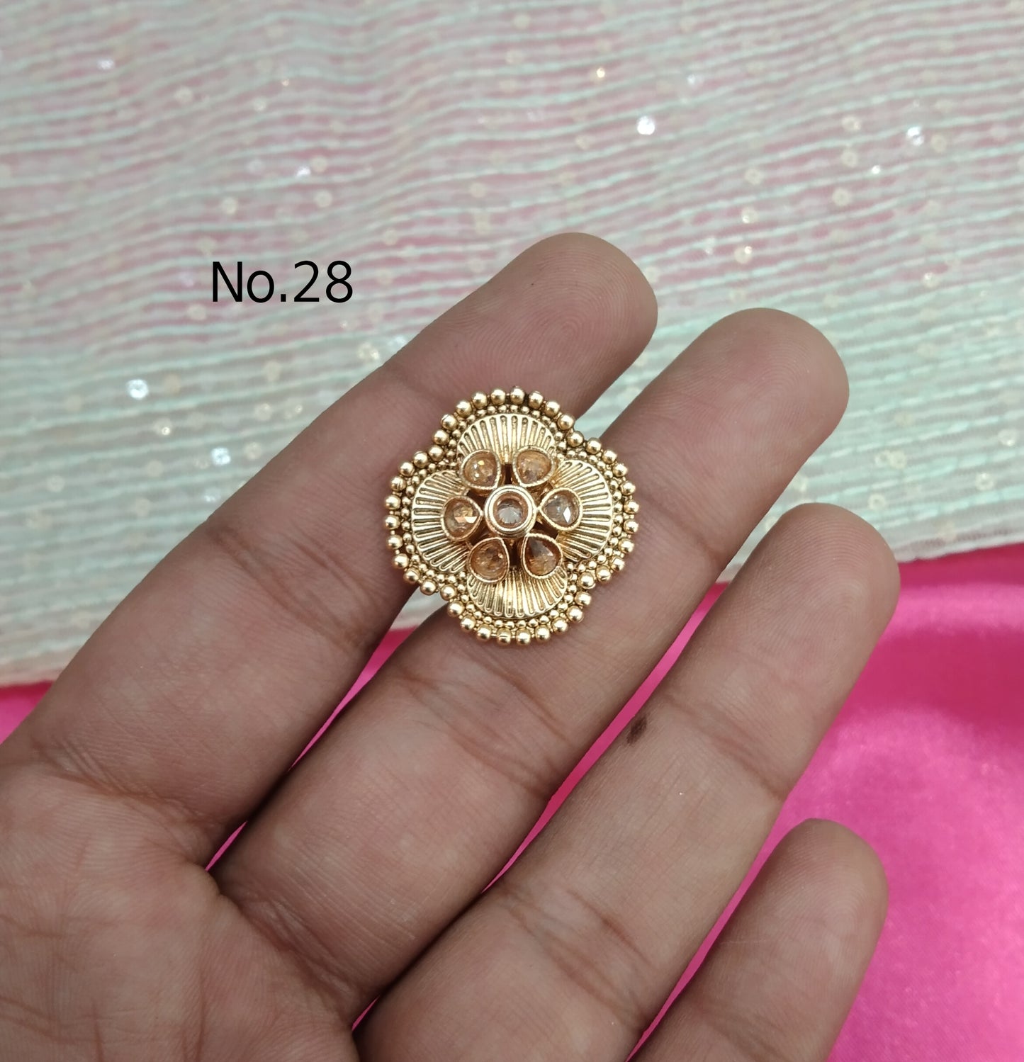 Gold Cocktail Indian Finger Rings