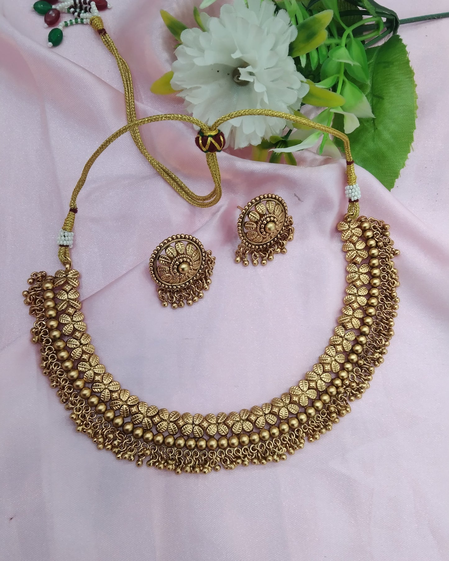 Gold Polki Necklace Indian Jewellery Delta Set