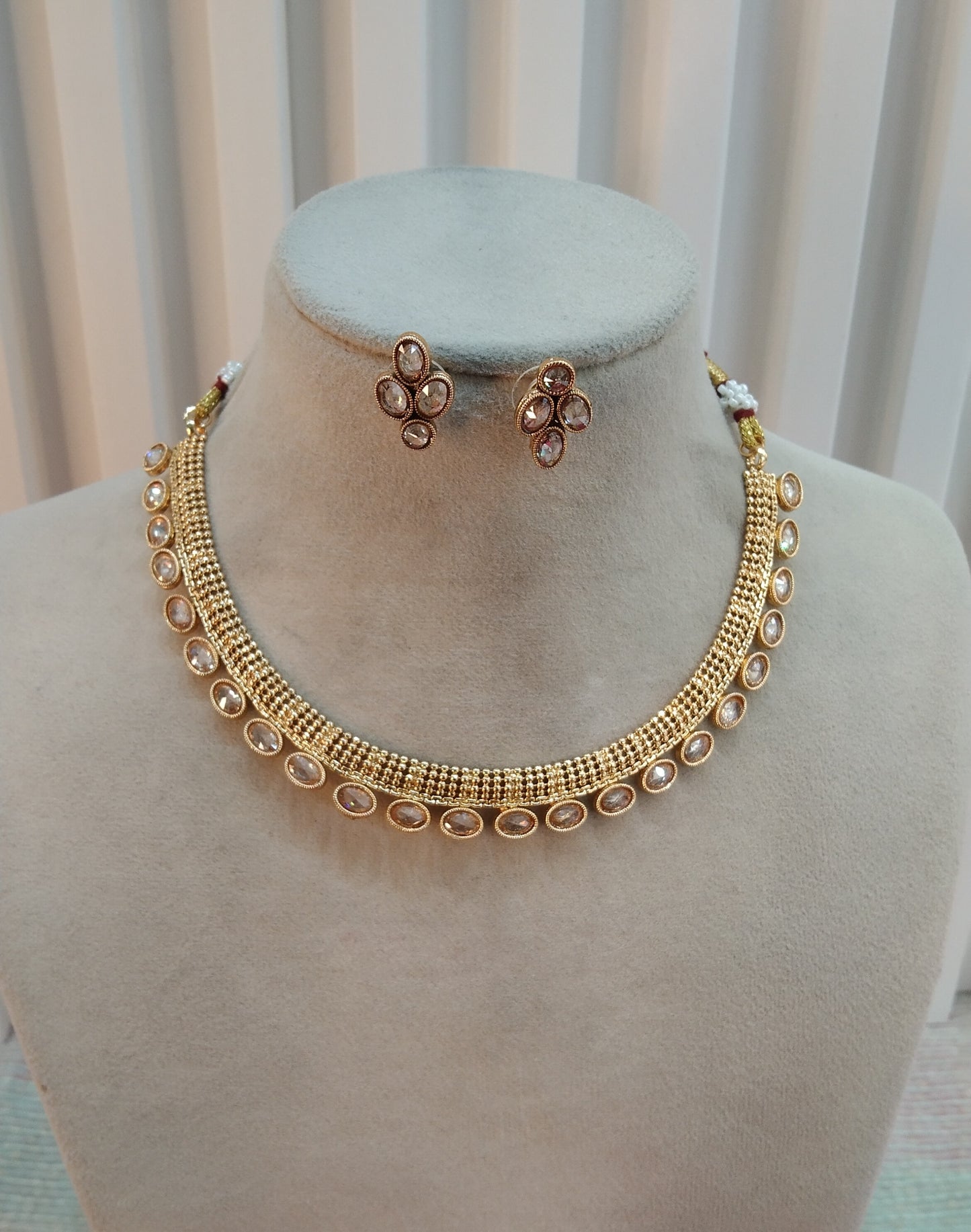 Gold Polki Necklace Indian Jewellery Delta Set