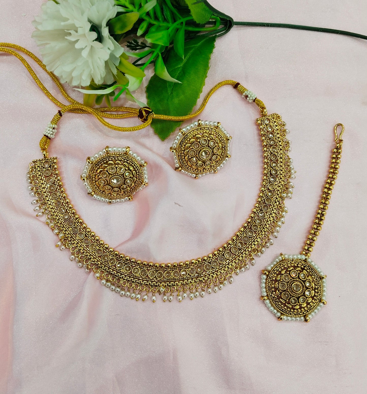 Gold Polki Necklace Indian Jewellery Studio Set