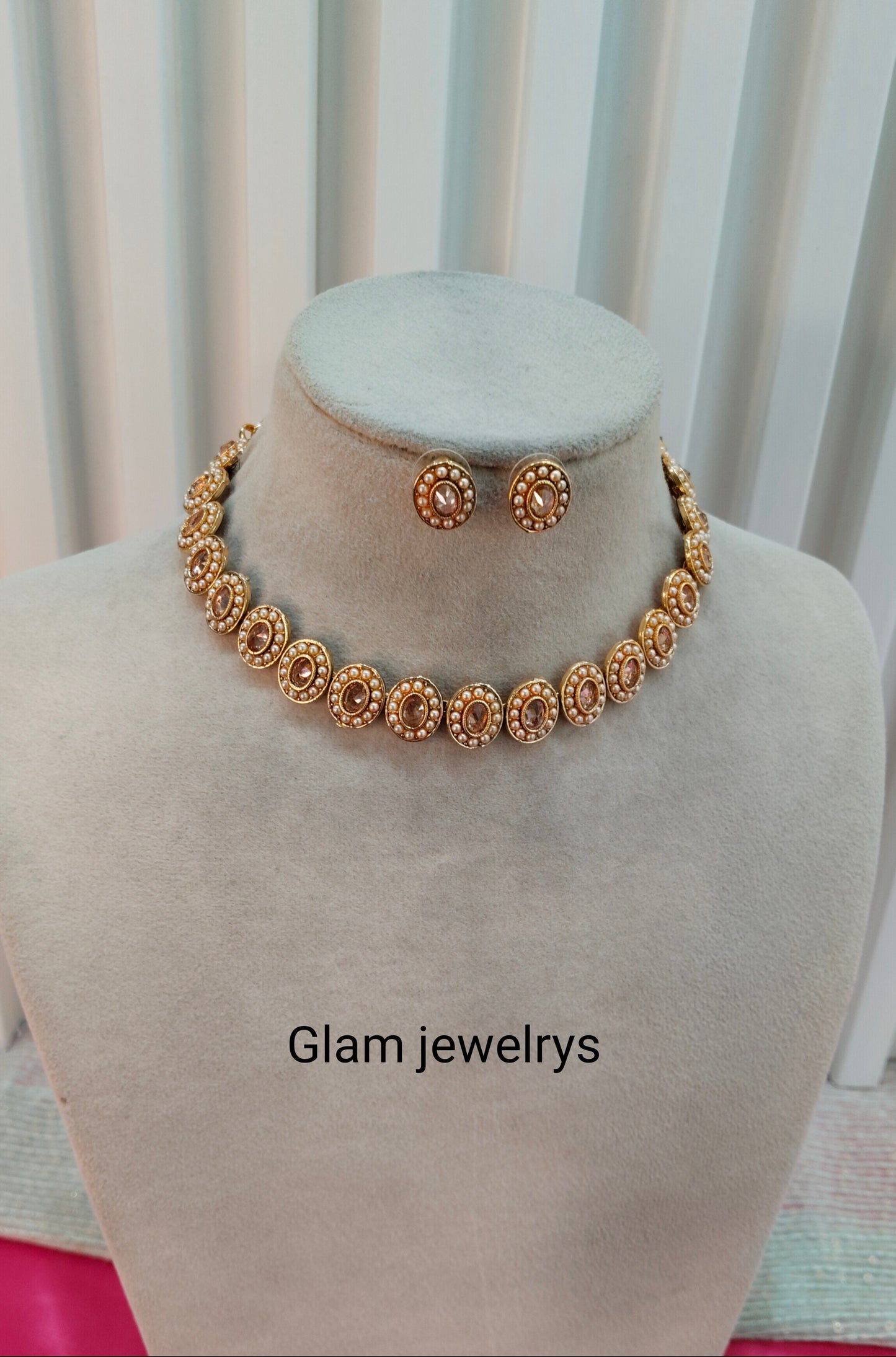Gold Polki Necklace Indian Jewellery Studio Set