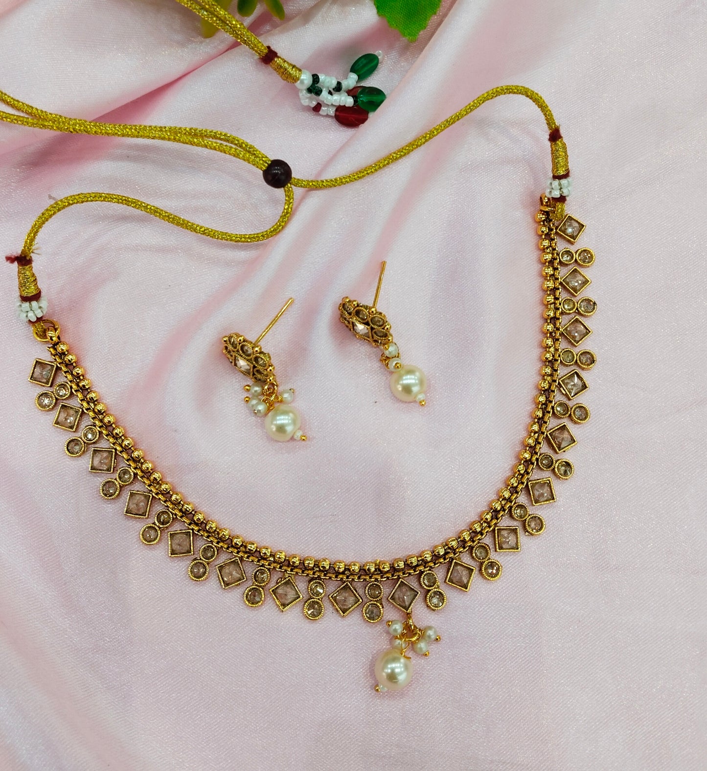 Gold Polki Necklace Indian Jewellery Studio Set