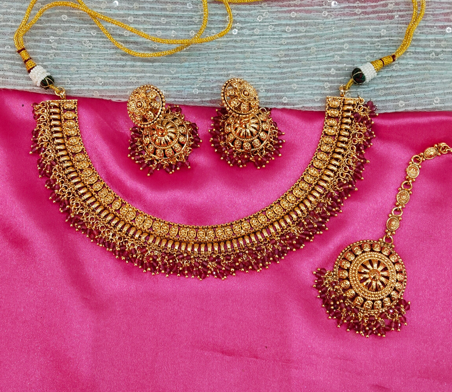 Ruby Gold Polki Jhumka Necklace Indian Jewellery Studio Set